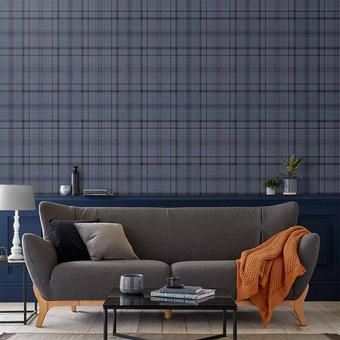 Heritage Plaid Blue Wallpaper