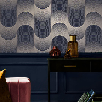 Eclipse Navy & Pale Gold Wallpaper