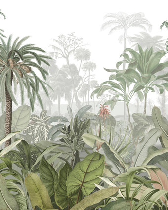 Paradise Jungle Sketch Bespoke Mural | Gray | Graham & Brown
