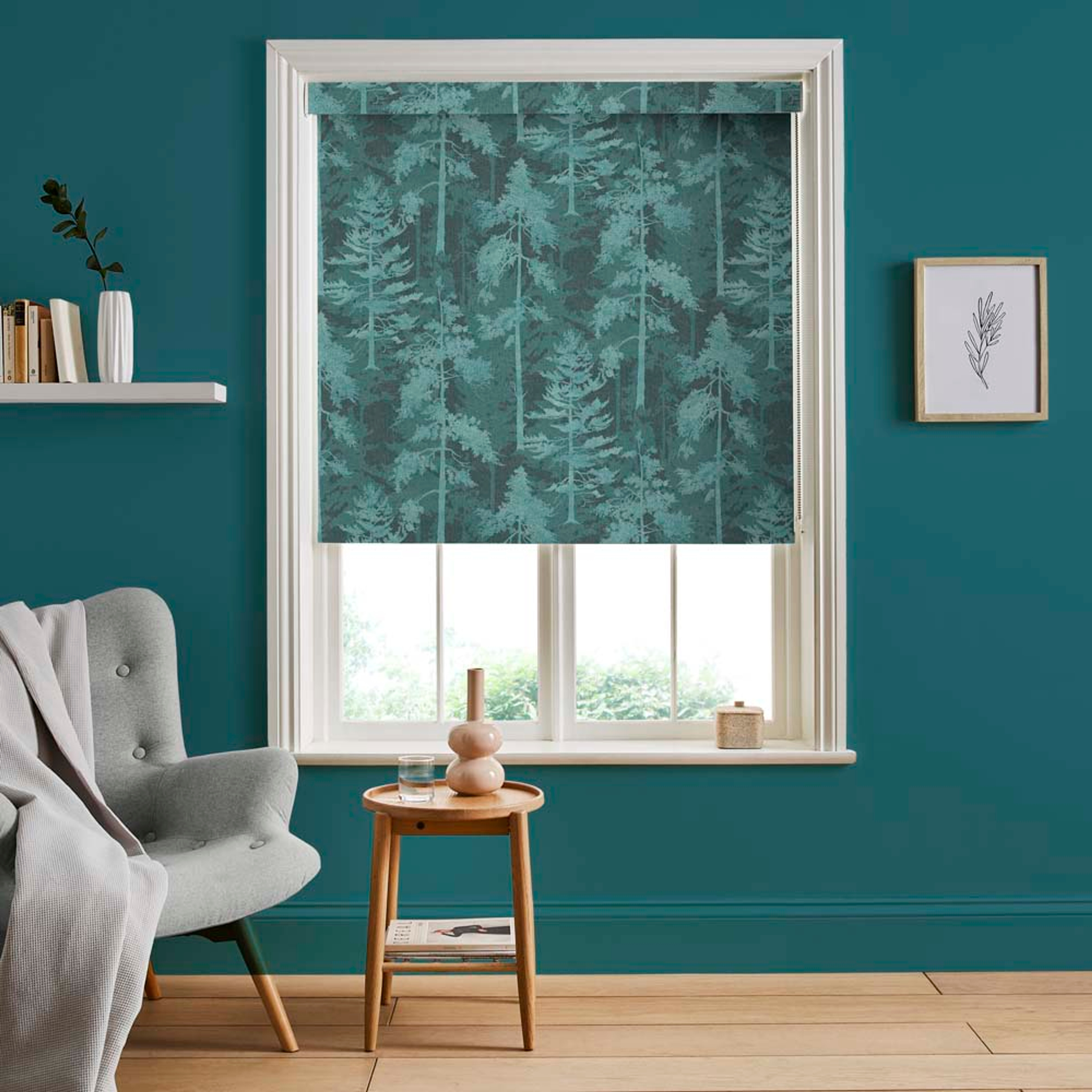 Norse Forest Soft Teal Roller Shade