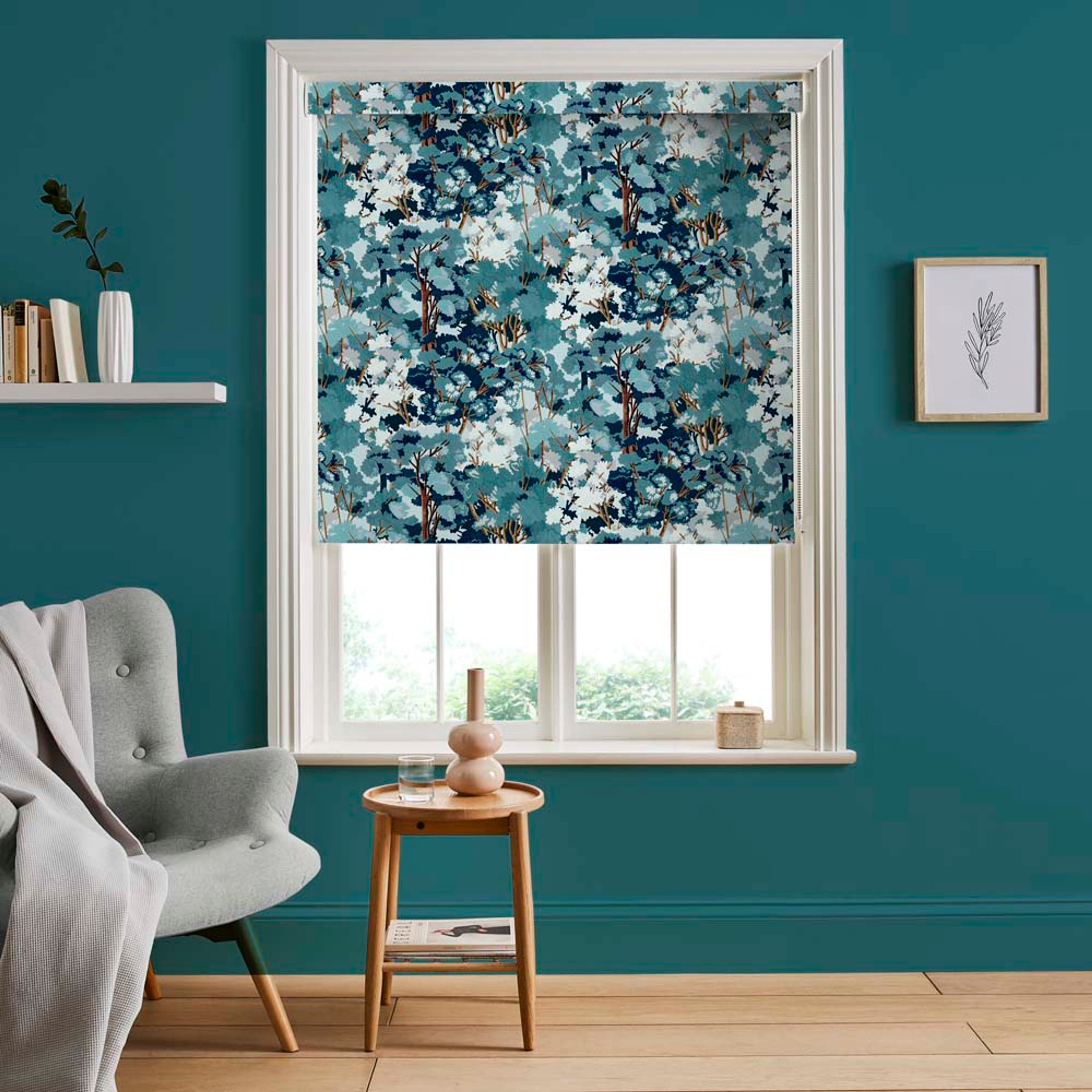 Folklore Tree Blue Roller Blind