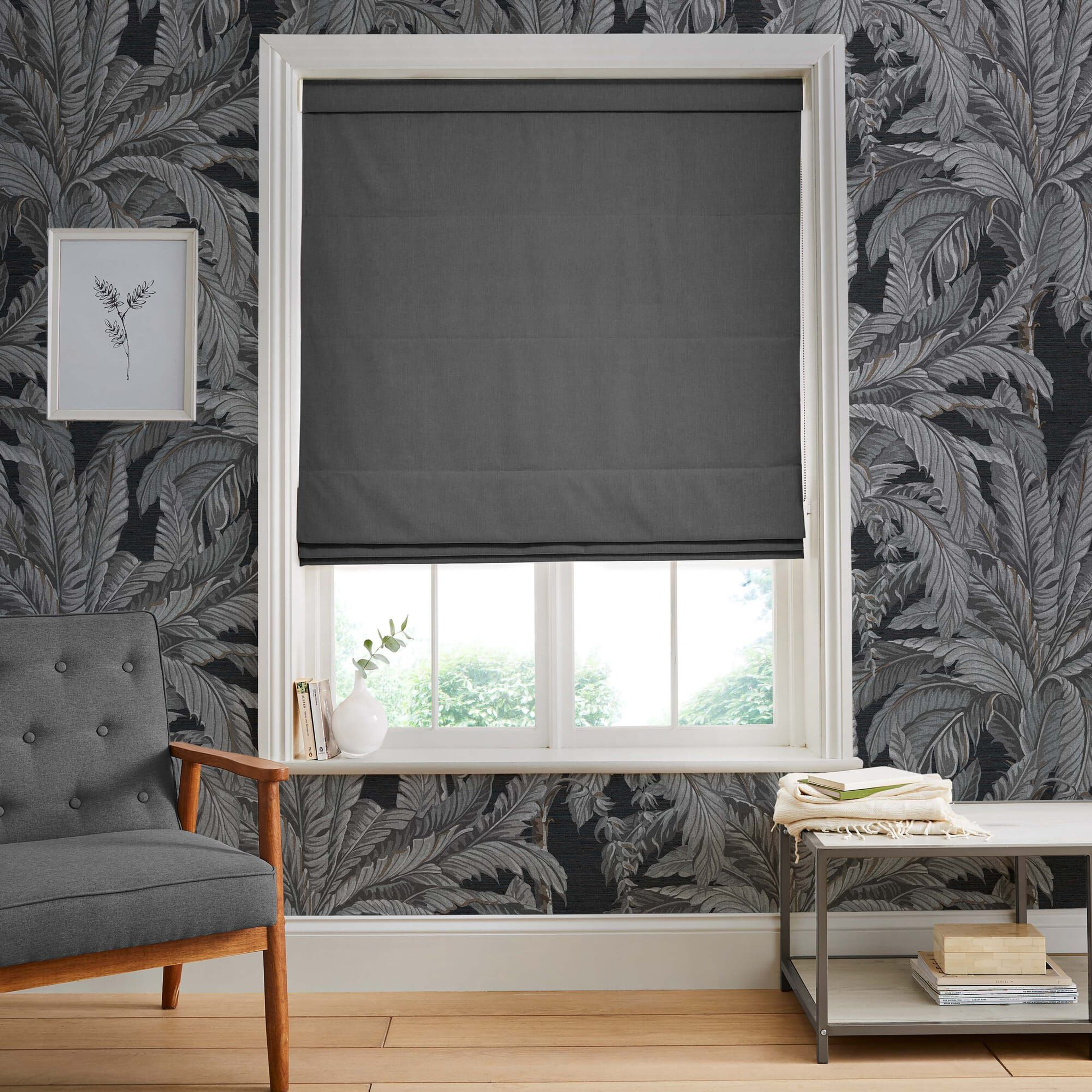 Linum Deep Grey Roman Blind