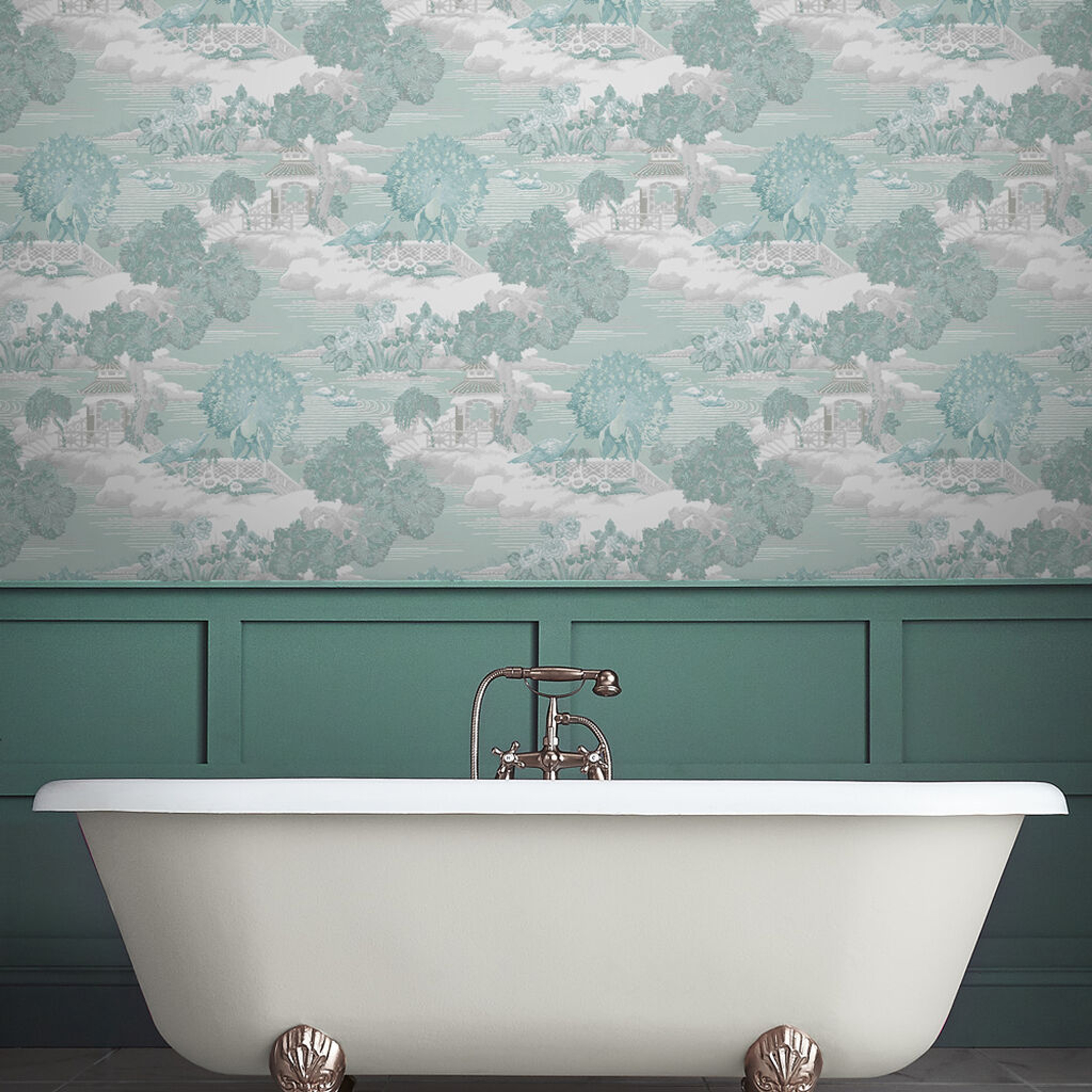 Edo Toile Mint Behang