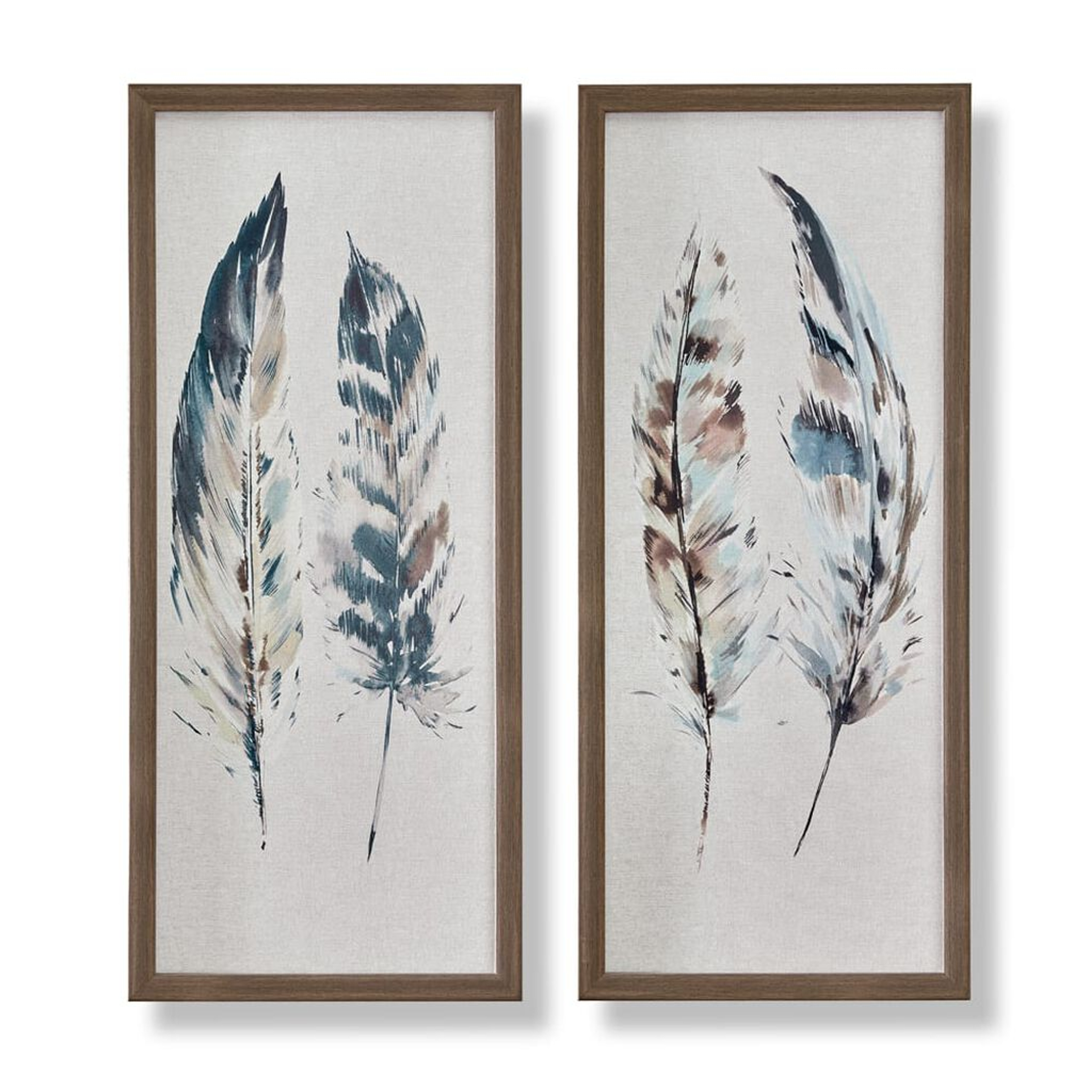 Painterly Feathers Framed Canvas