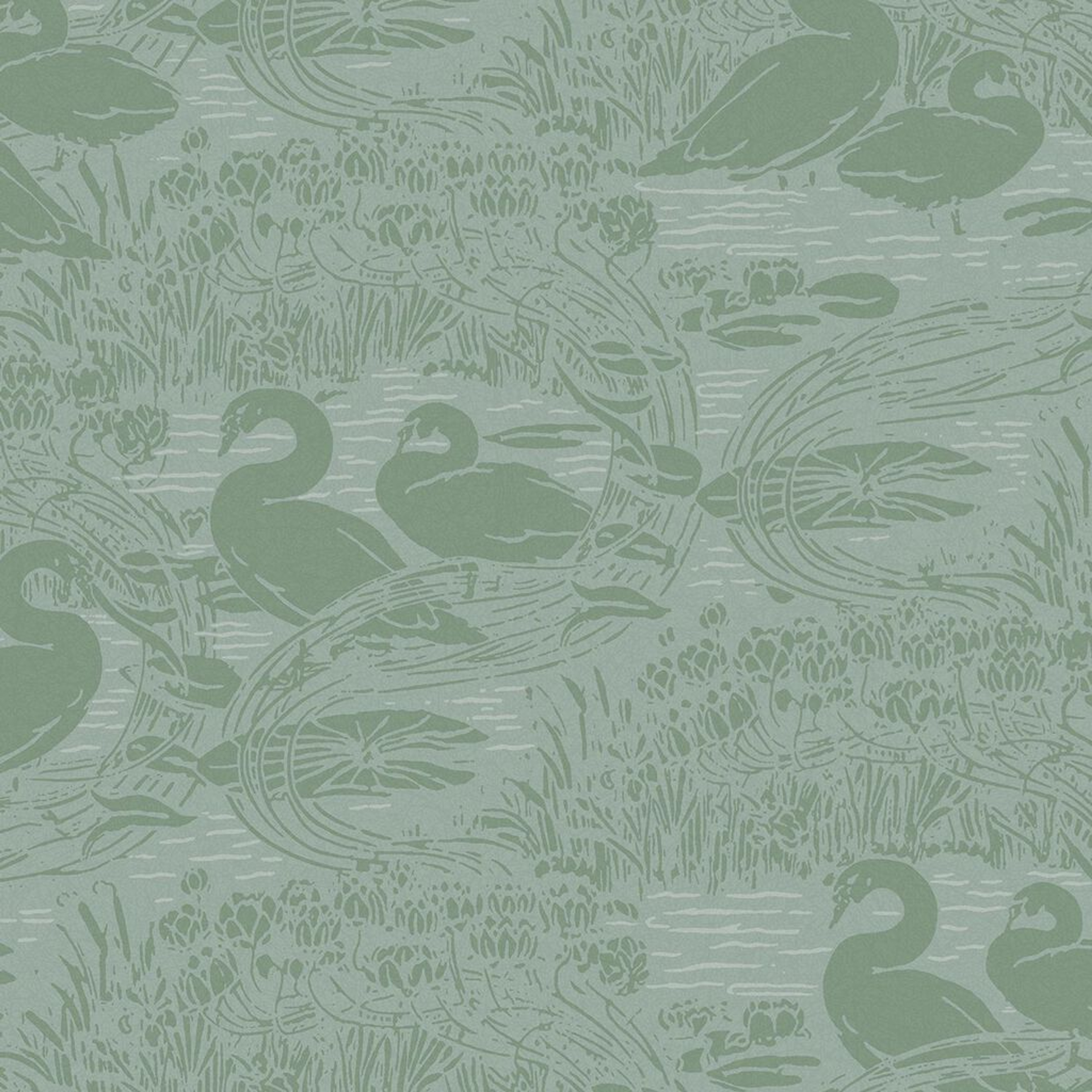 Laura Ashley Swans Jade Green Wallpaper