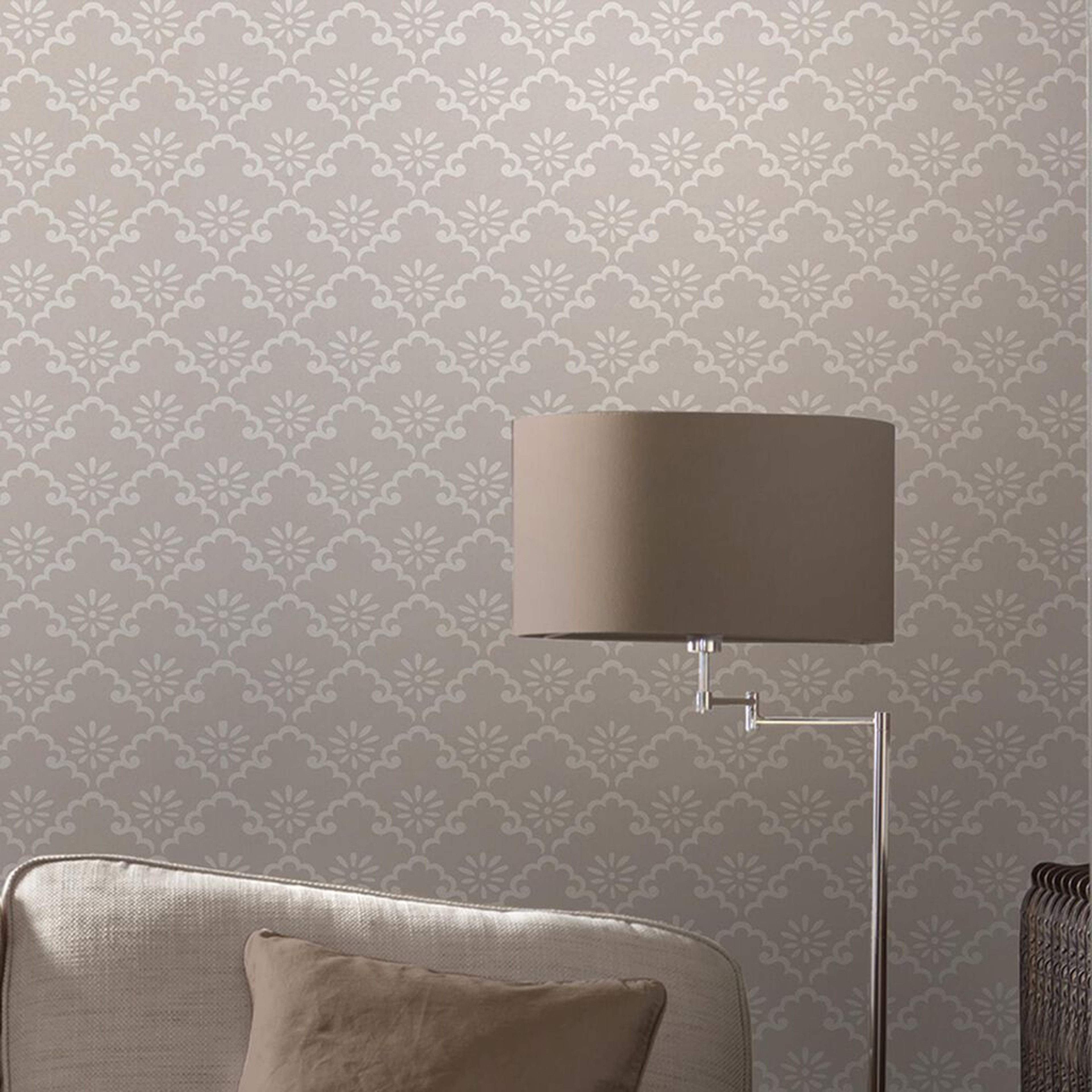 Laura Ashley Coralie Dove Gray Wallpaper