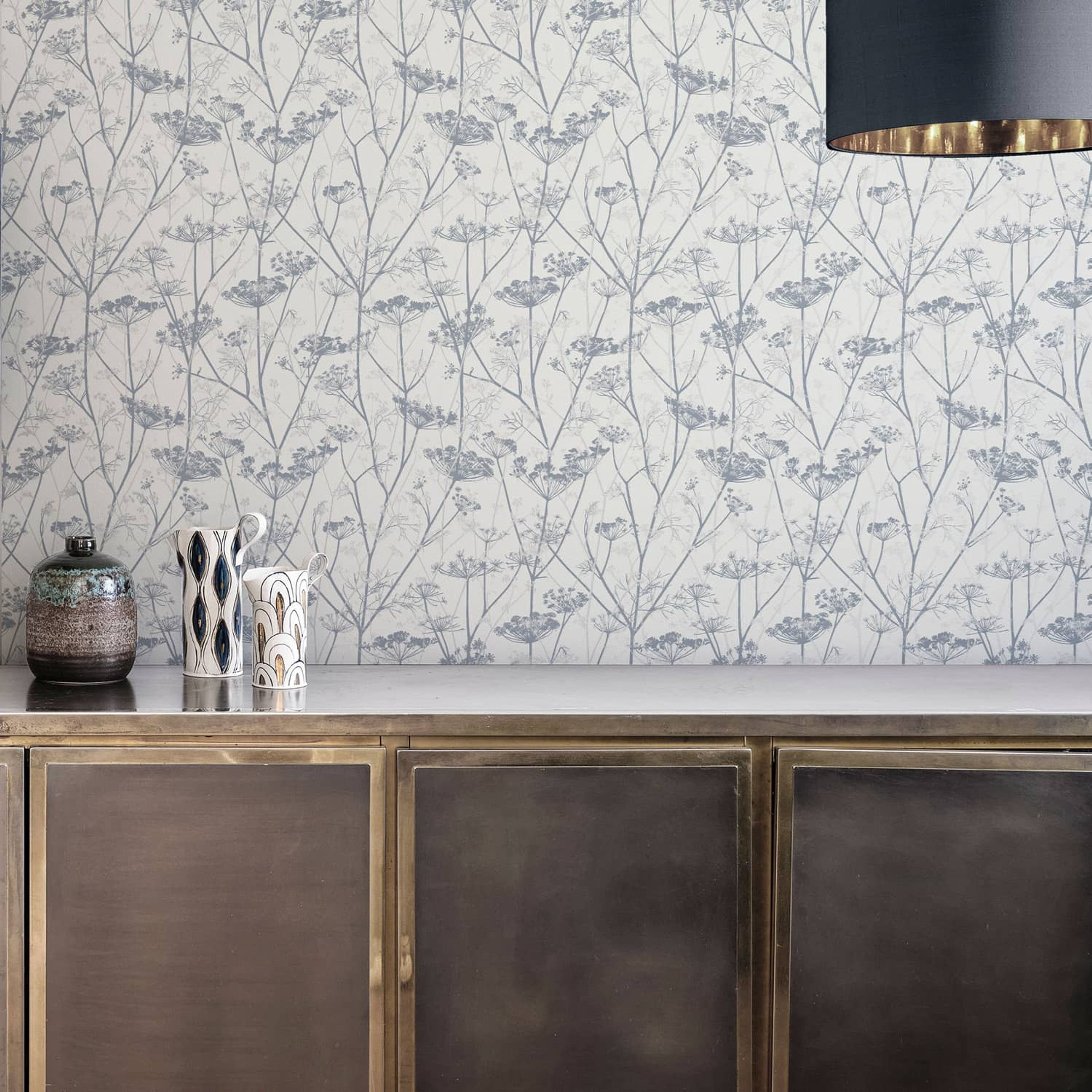 Wild Chervil Dove & Silver Wallpaper