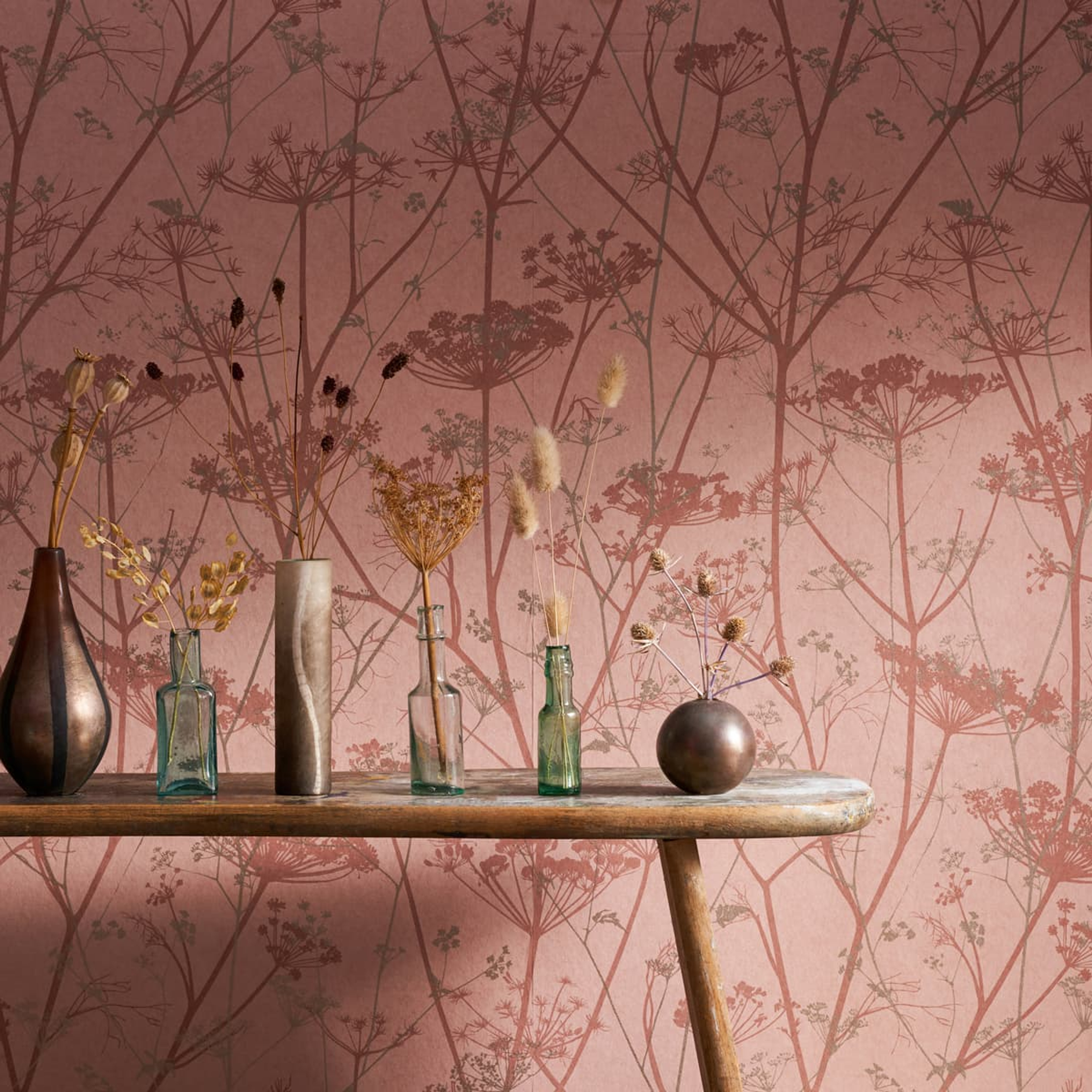 Wild Chervil Shell & Rose Gold Wallpaper by Clarissa Hulse