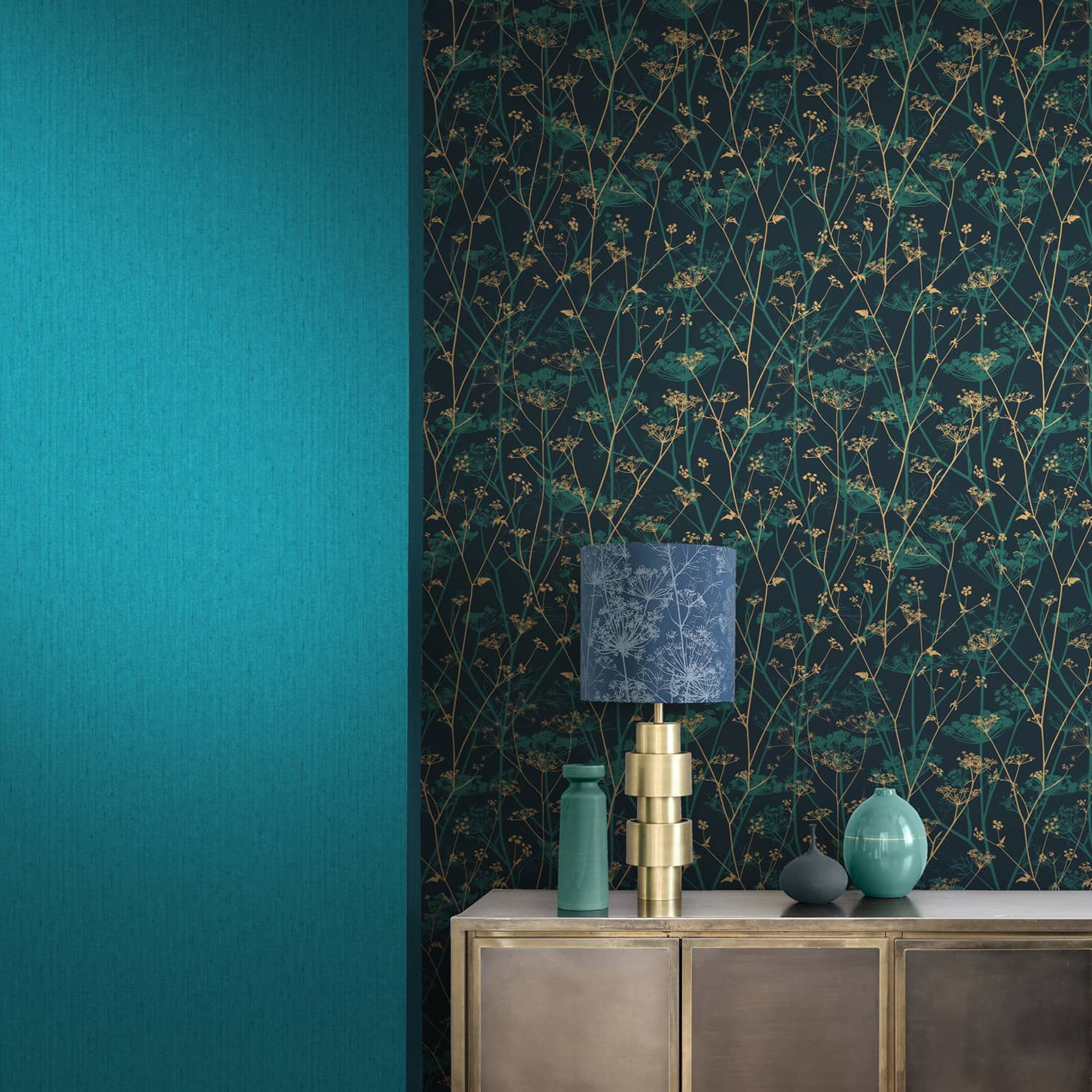 Papier Peint Tisbury Turquoise