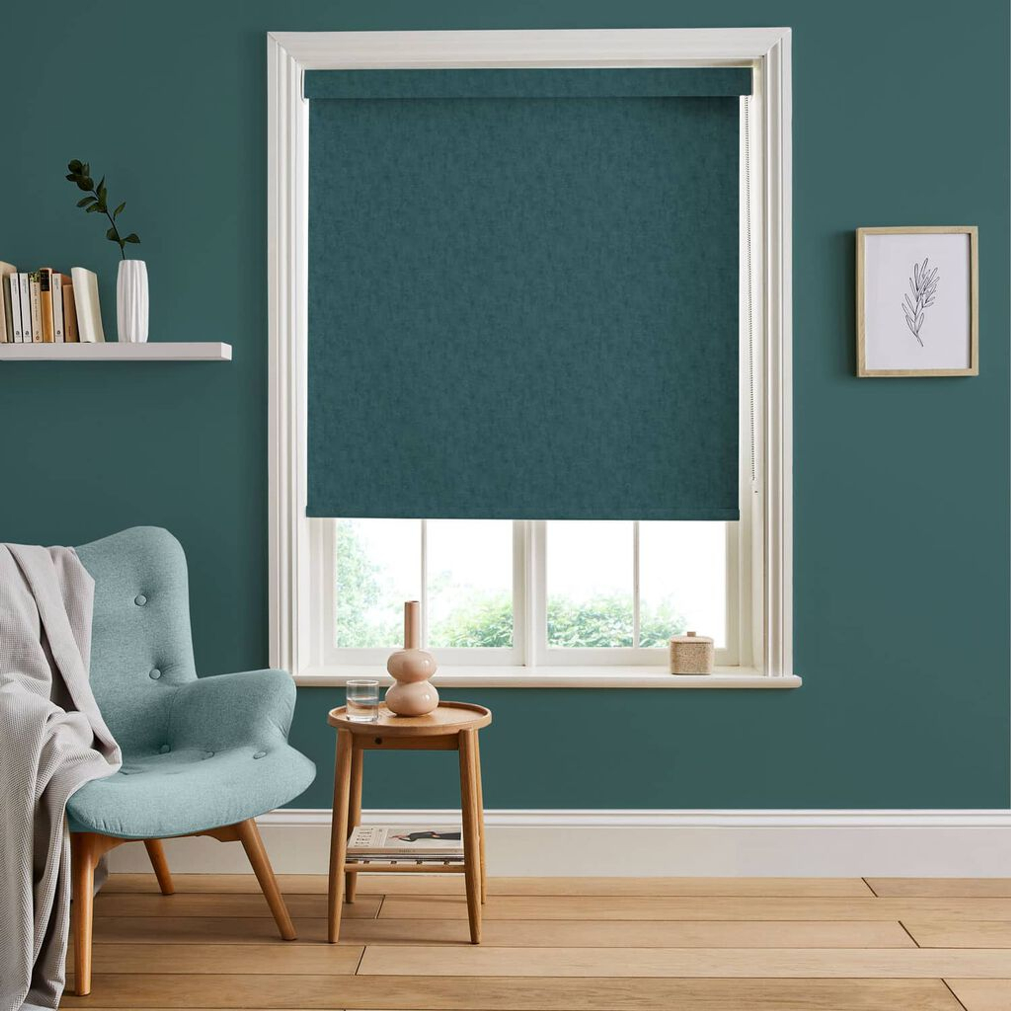 Organdy Teal Roller Blind