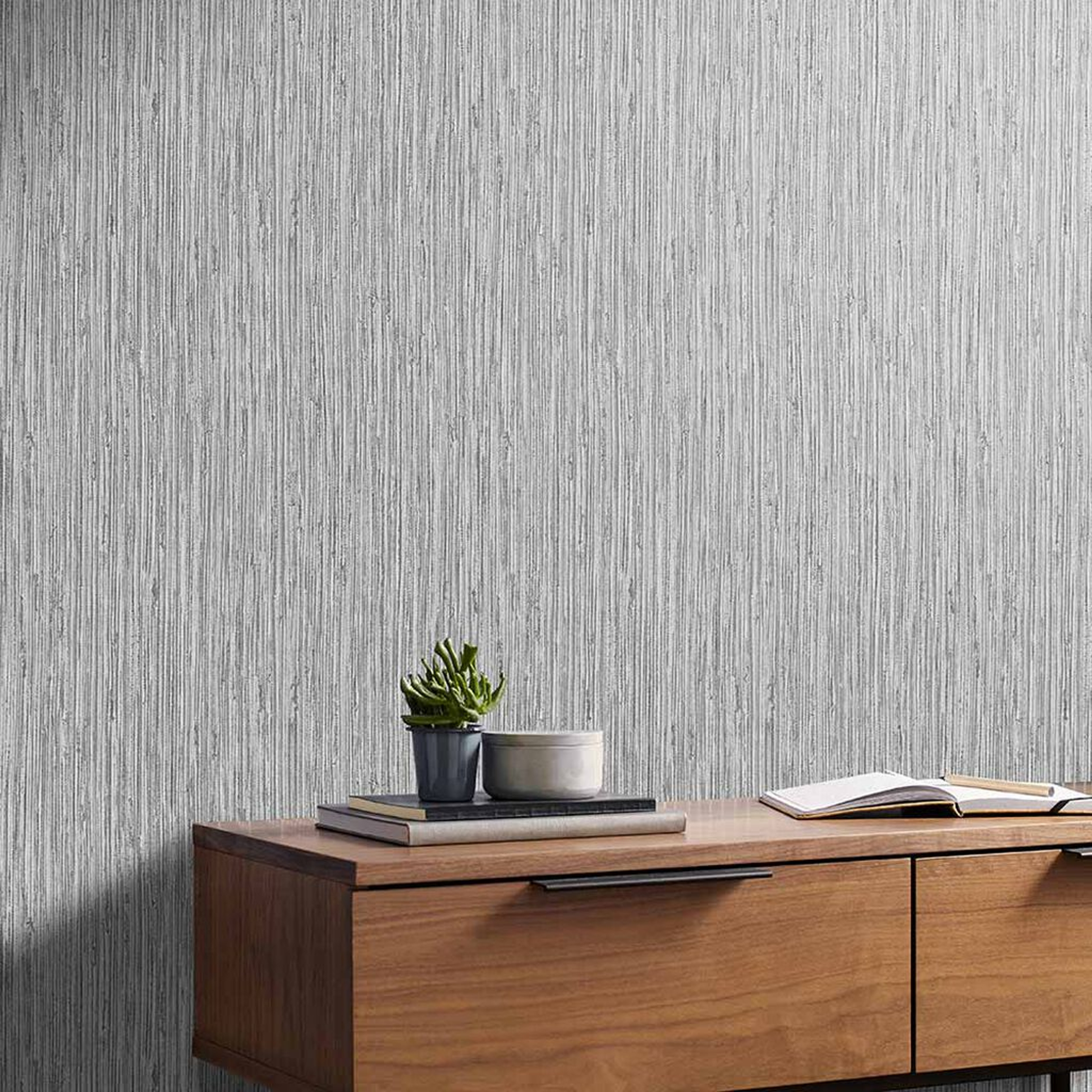 Grasscloth Texture Grey Behang