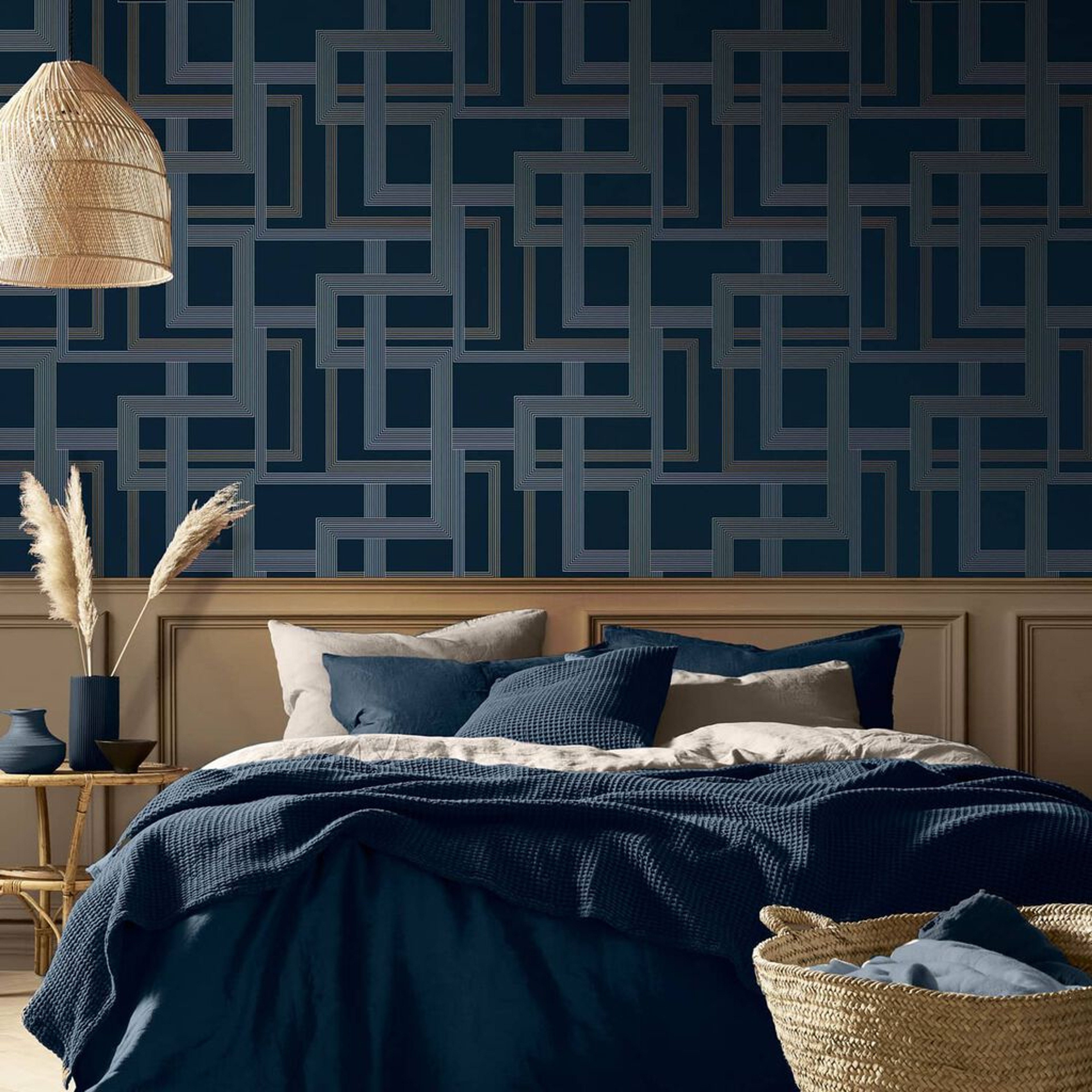 Entwine Navy Wallpaper