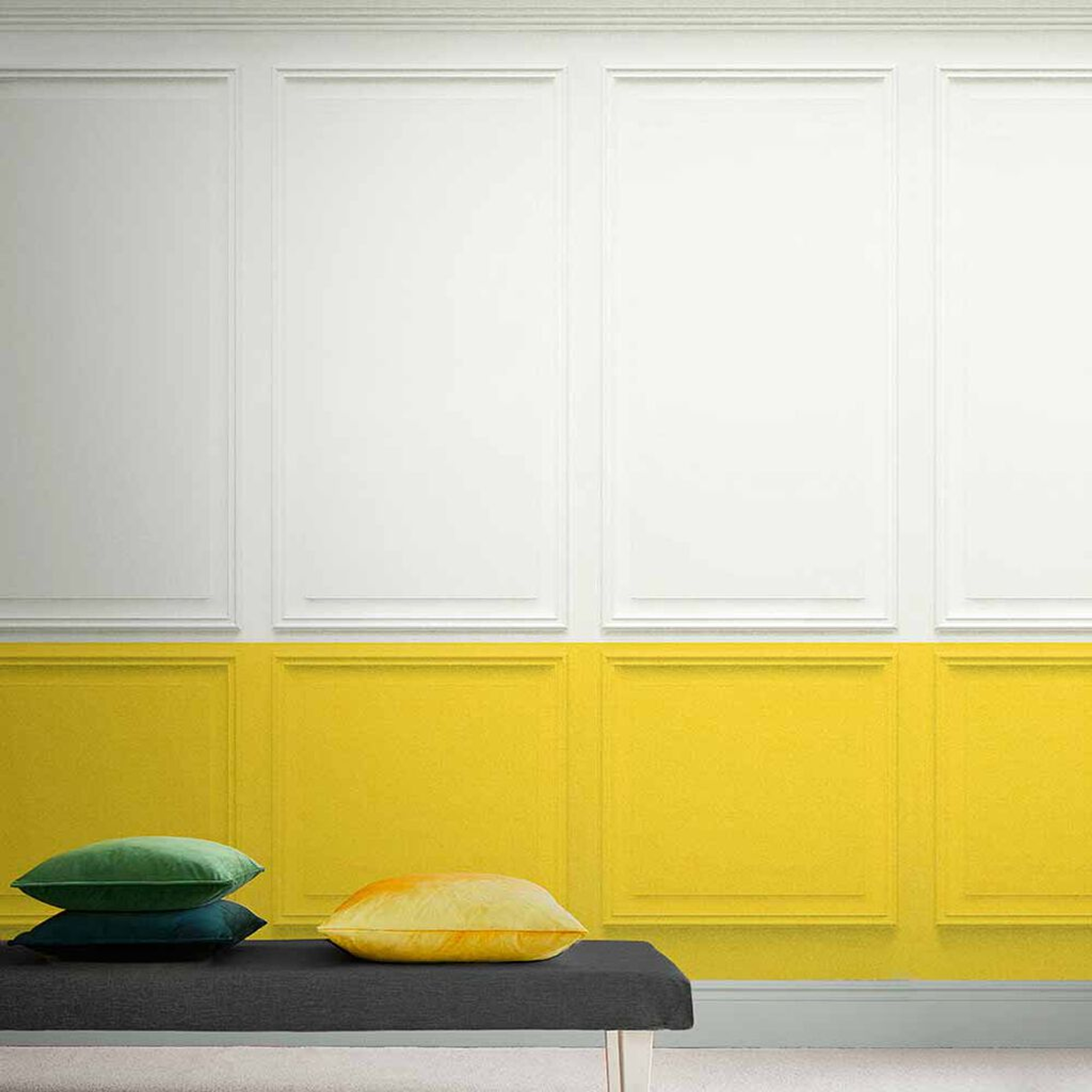 Colour Block Panelling Yellow Fotobehang op maat