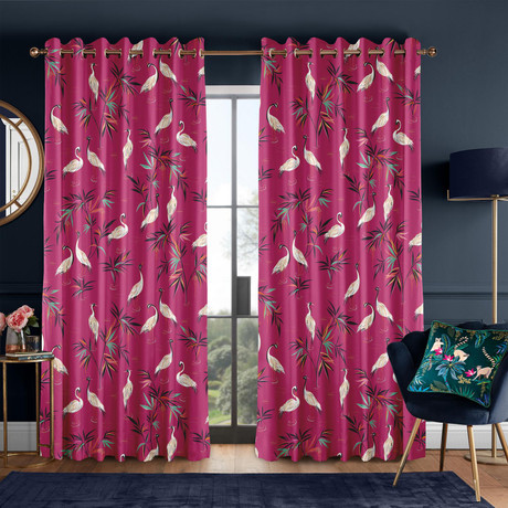 Sara Miller ピンクヘロンウォールアート Heron Border Curtains by Sara Miller
