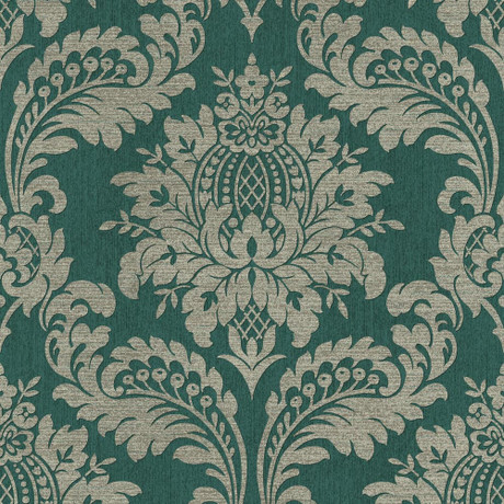 Turquoise And Gold Damask Wallpaper
