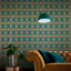 Asian Lattice Teal Wallpaper