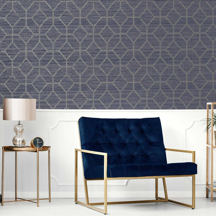 Asscher Geo Sapphire Wallpaper Boutique Heavyweight Vinyl Wallpaper It