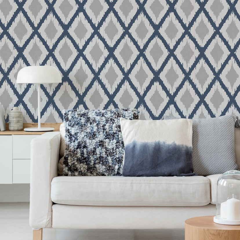 Ikat Blue Wallpaper | Blue Wallpaper | Fresco