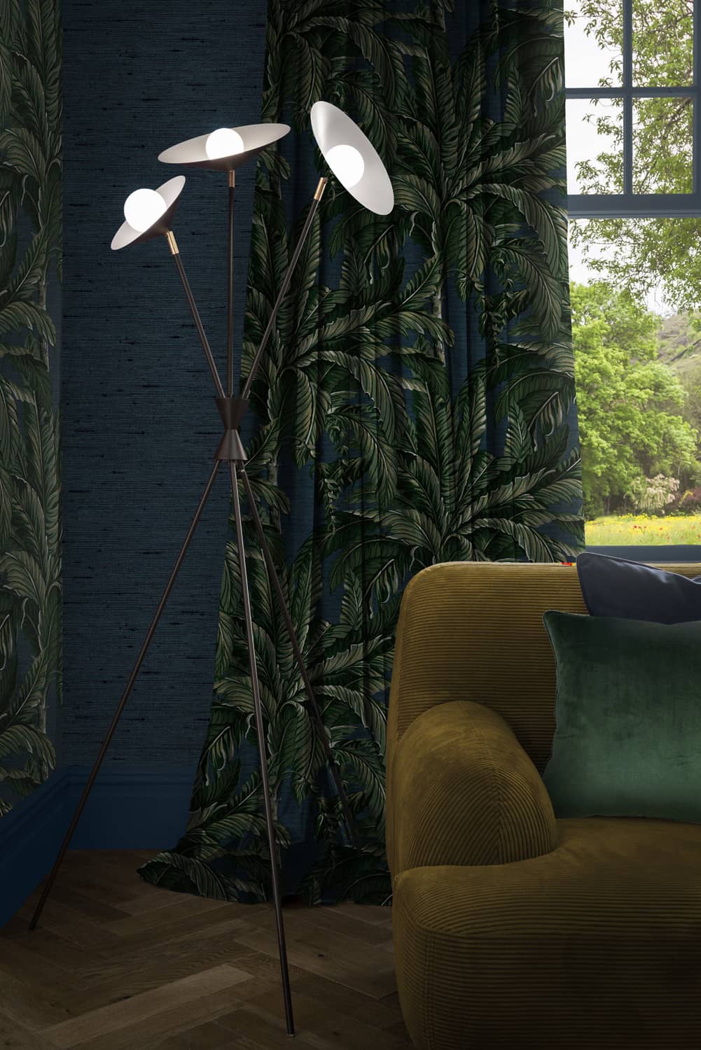 Daintree Palm Midnight Curtains