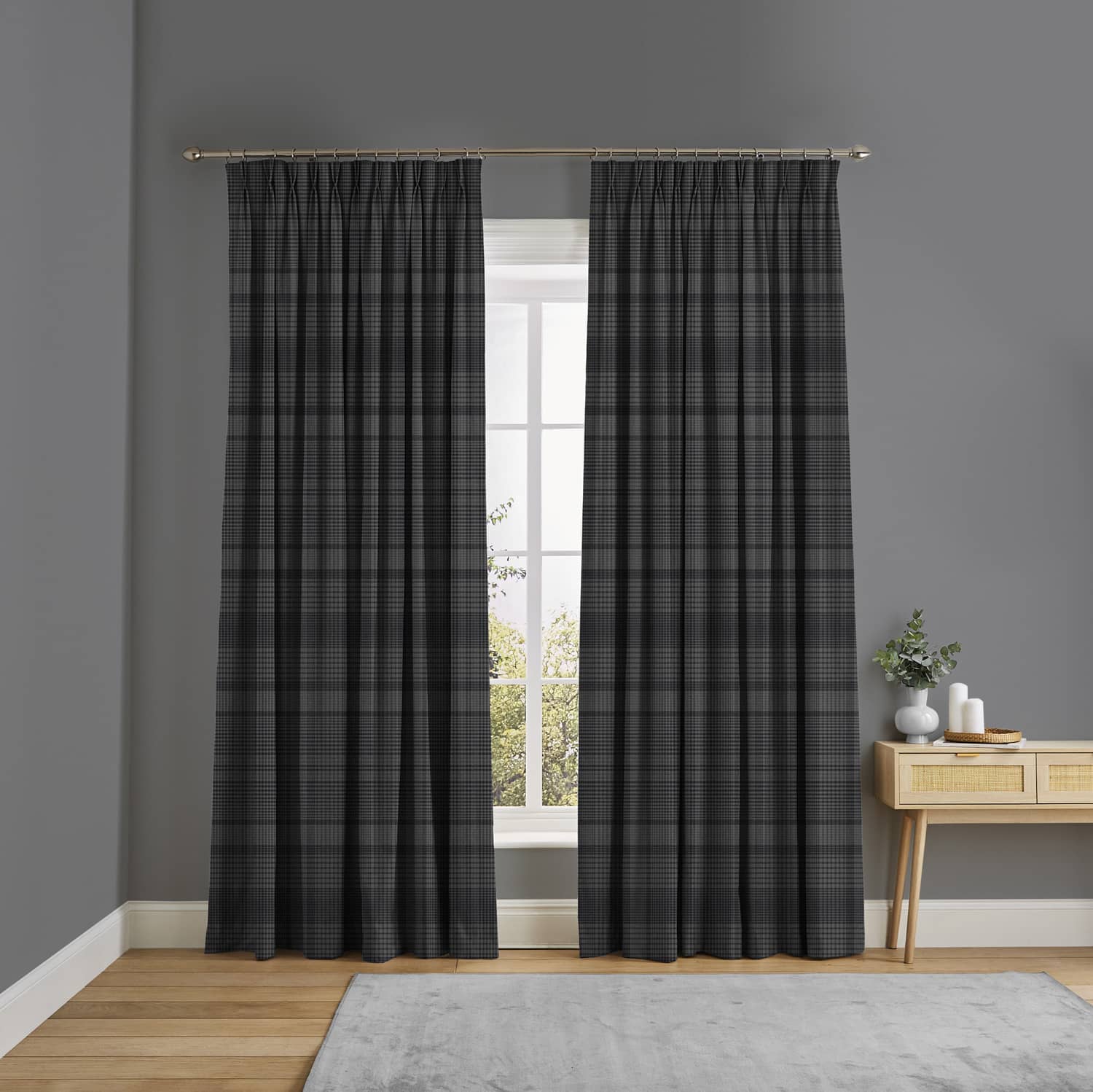 Heritage Plaid Charcoal  Curtains