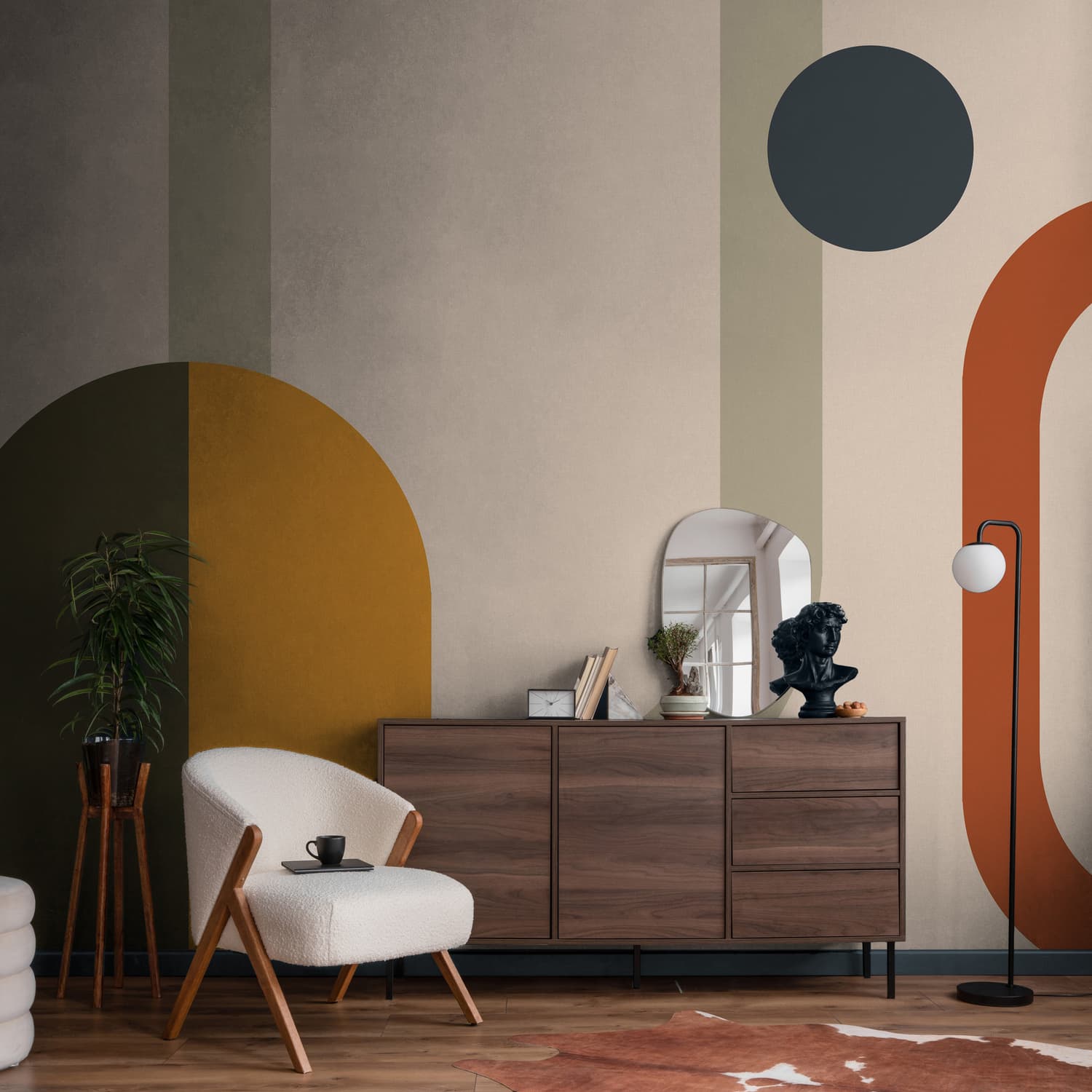 Oval Geo Pop Yellow Bespoke Mural