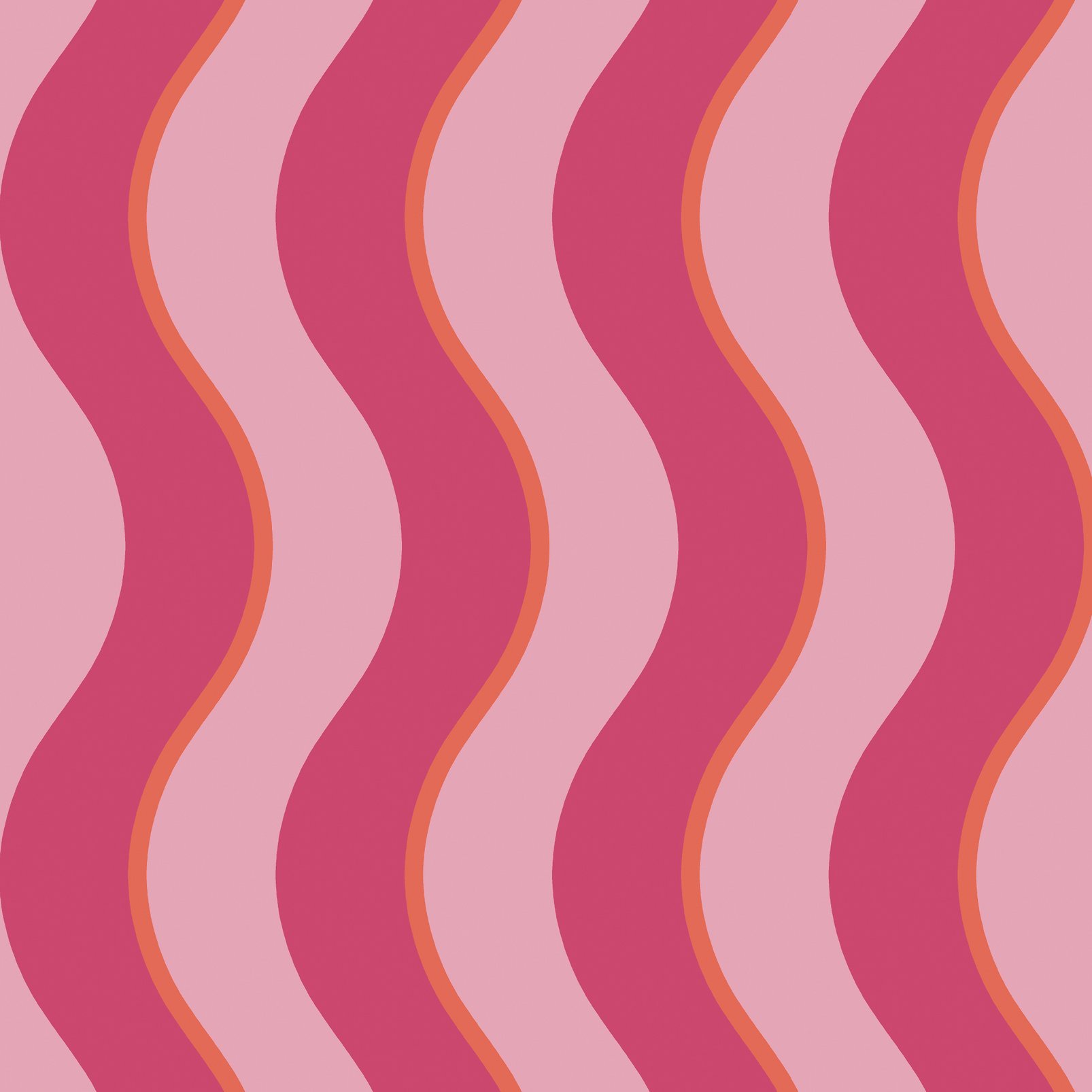 Making Waves Raspberry and Tangerine Wallpaper