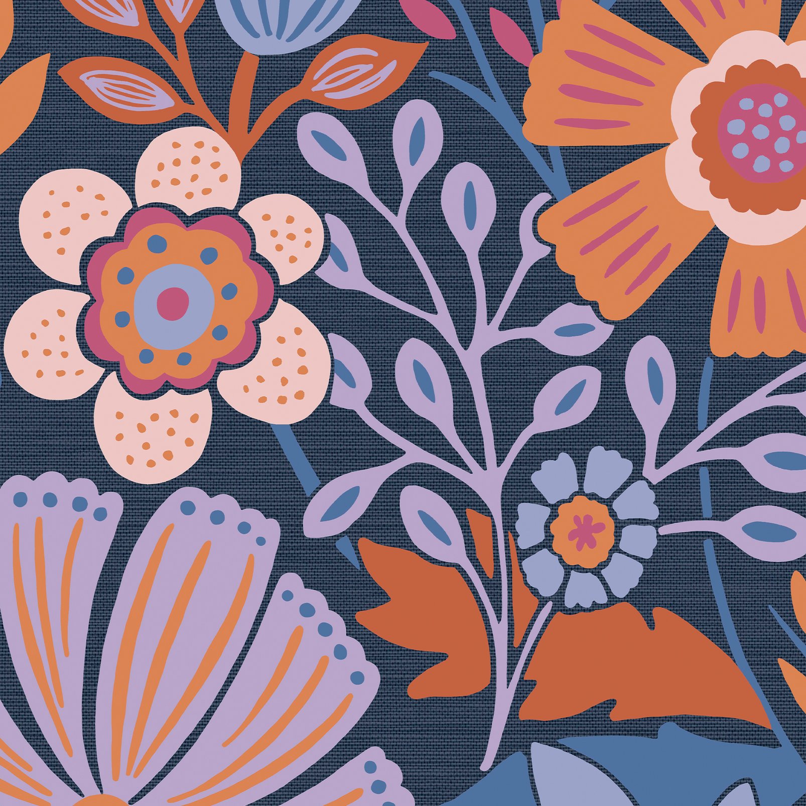 Oopsy Daisy Blue Lilac Tangerine Wallpaper