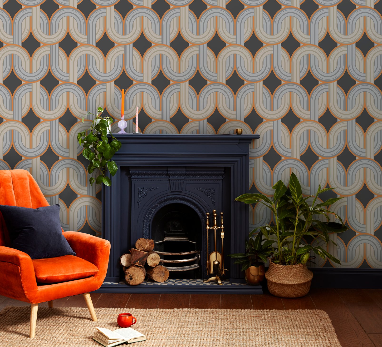 In the Loop Choc Orange Wallpaper