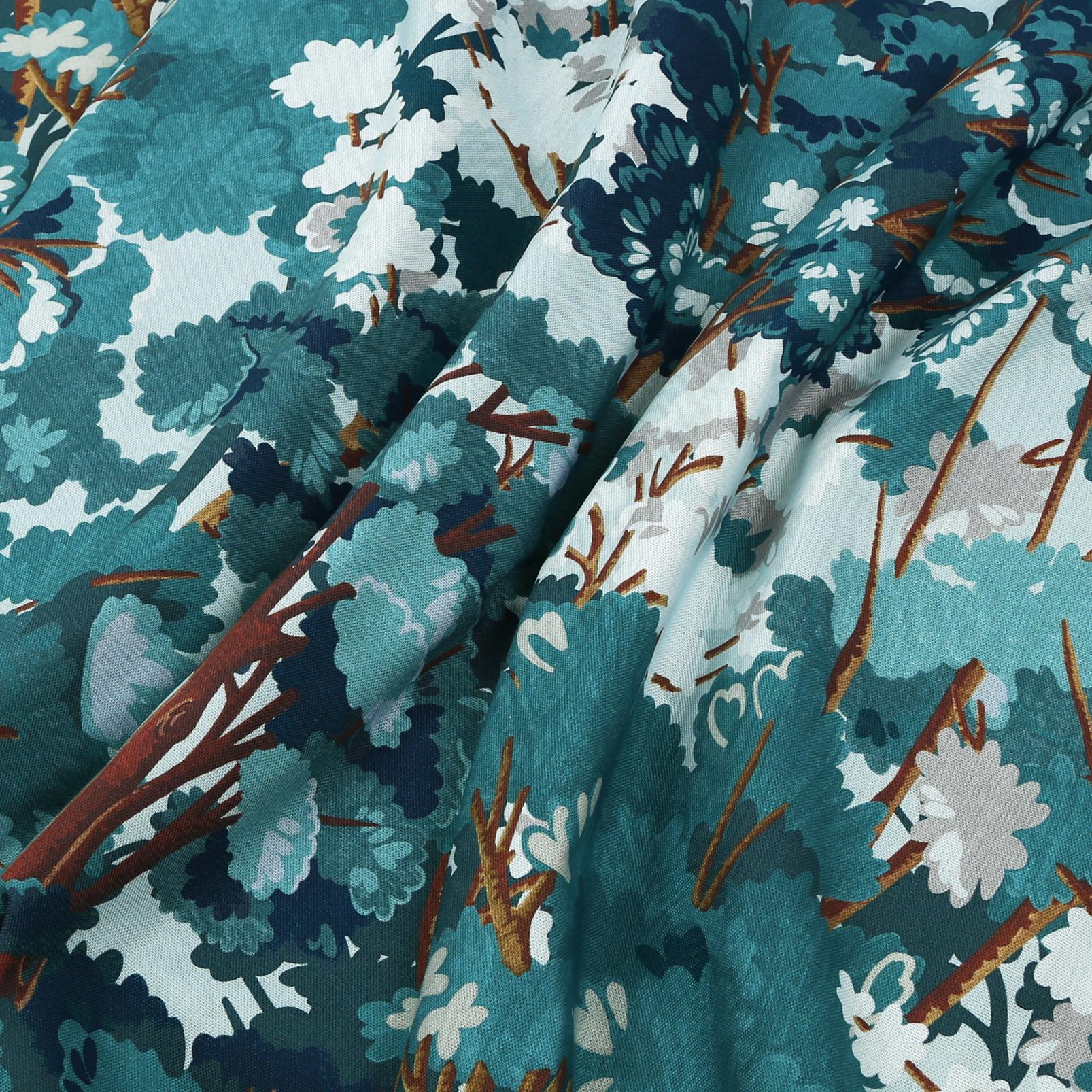 Folklore Tree Blue Curtains