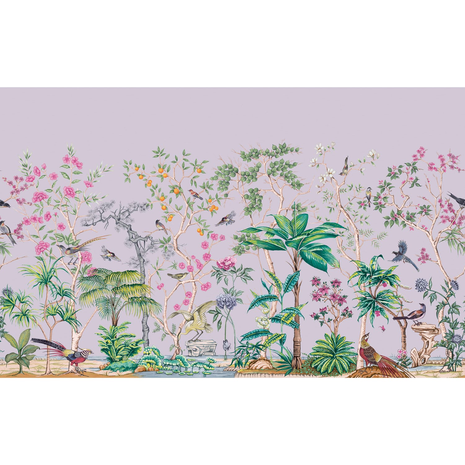 Papier peint panoramique sur mesure Mizuwonomu Tori mauve