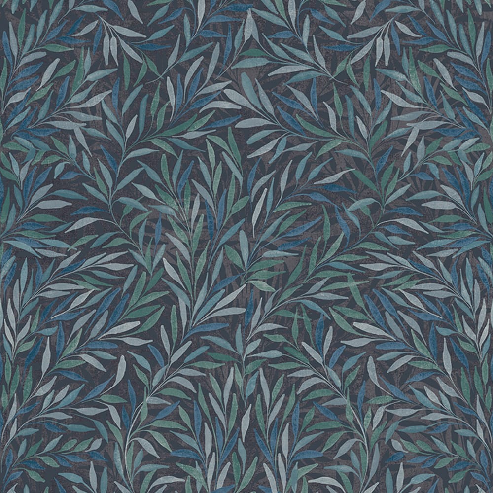 Salix Leaves Navy Wallpaper
