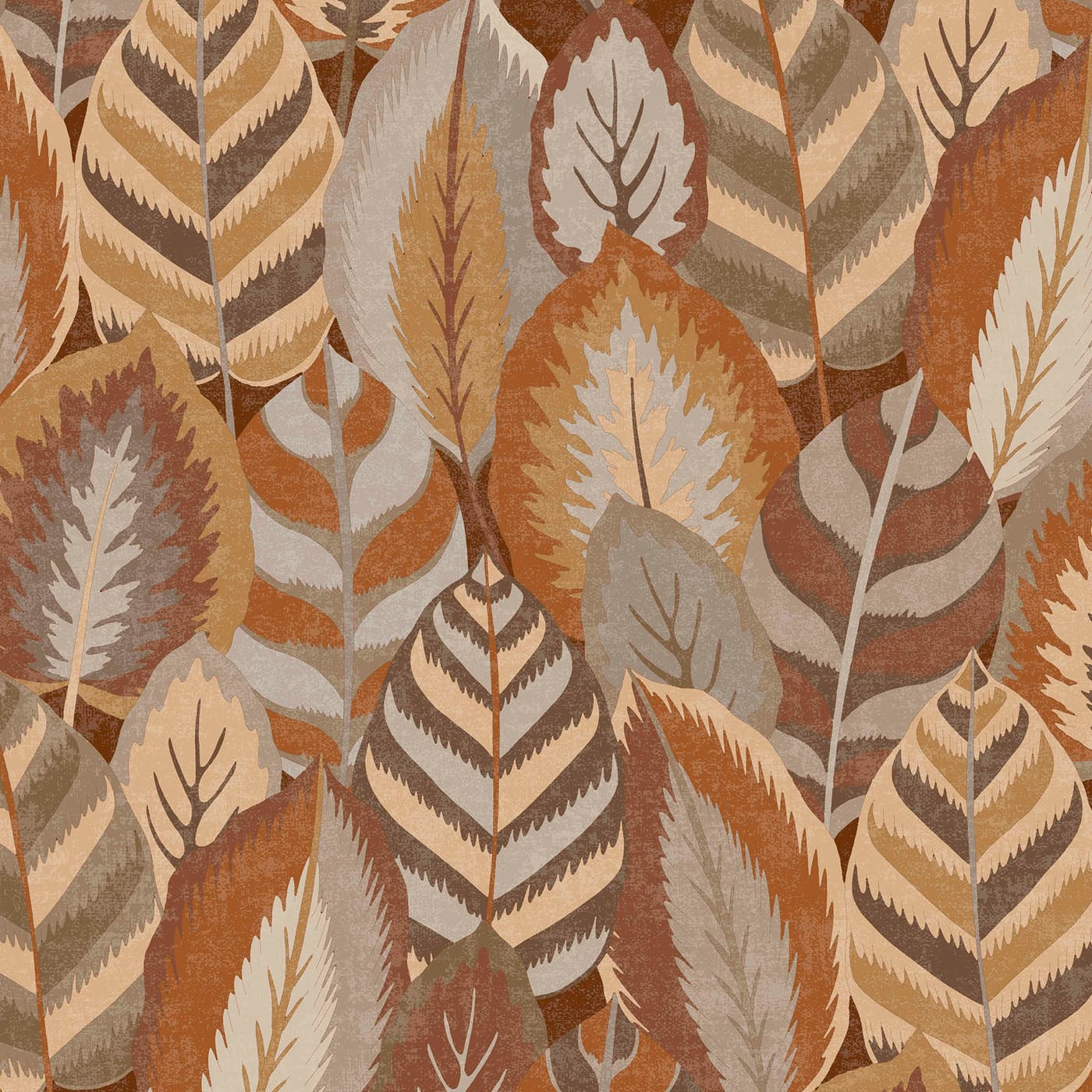 Arty Leaves Brown Wallpaper