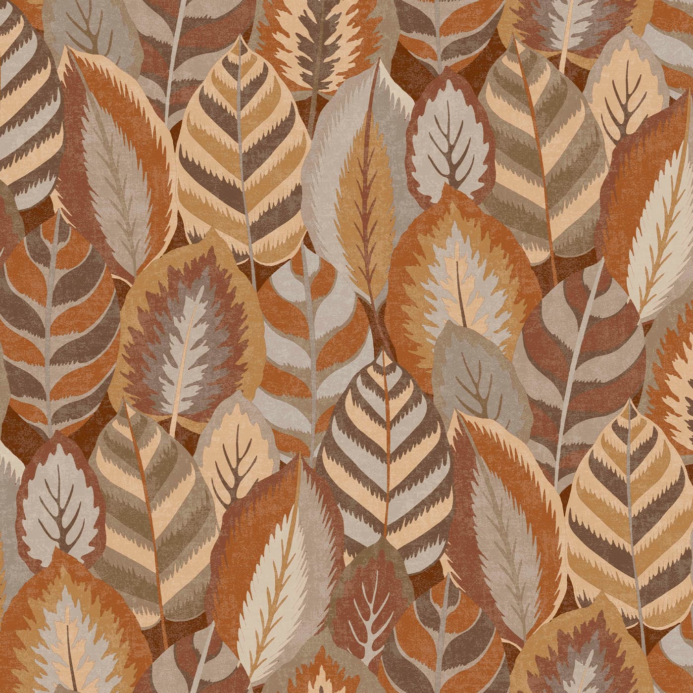 Arty Leaves Brown Wallpaper