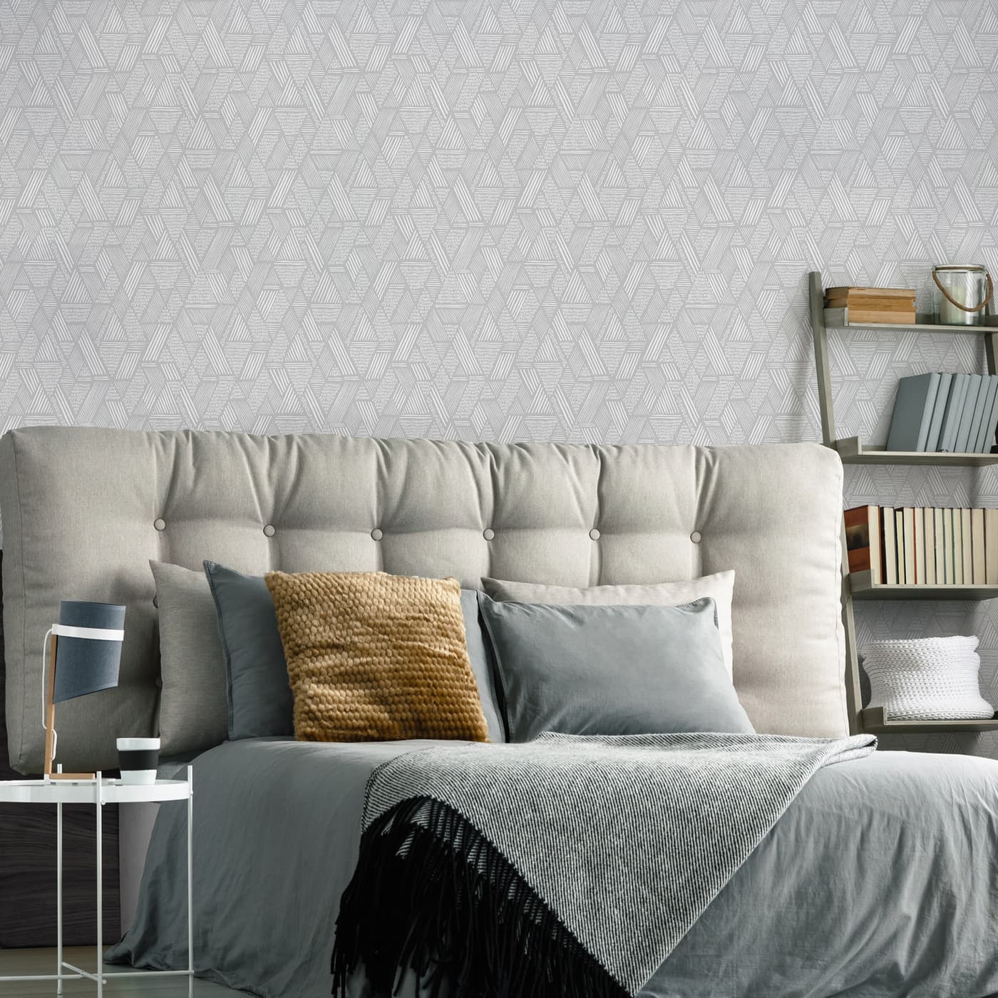 Ethnic Stitch Grey Wallpaper