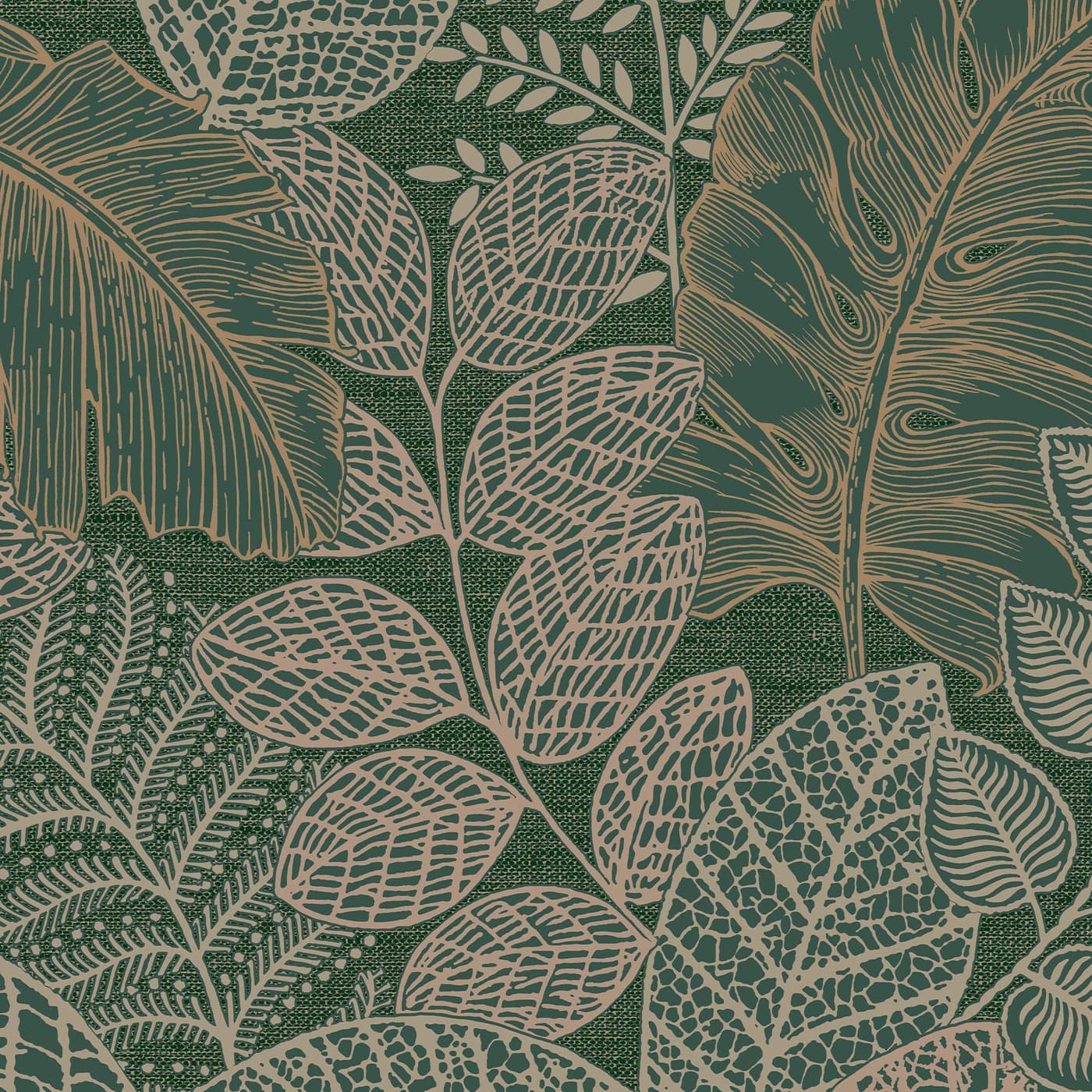 Scattered Leaves Forest Green Wallpaper