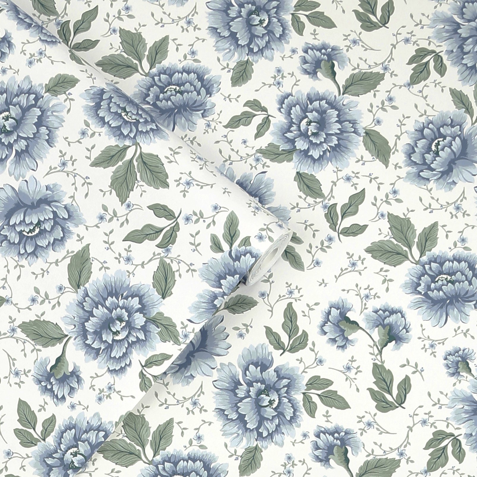 Laura Ashley Pickworth Posy Pale Seaspray Blue Wallpaper