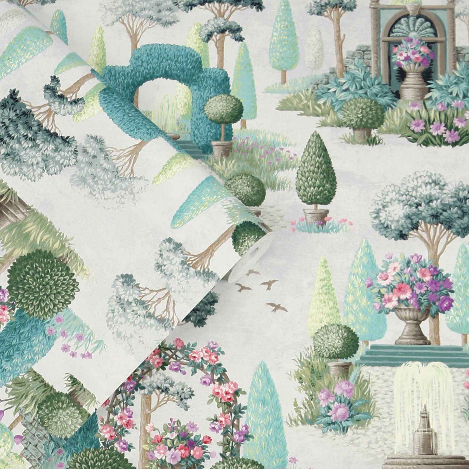 Laura Ashley Naunton Folly Fern Green Wallpaper