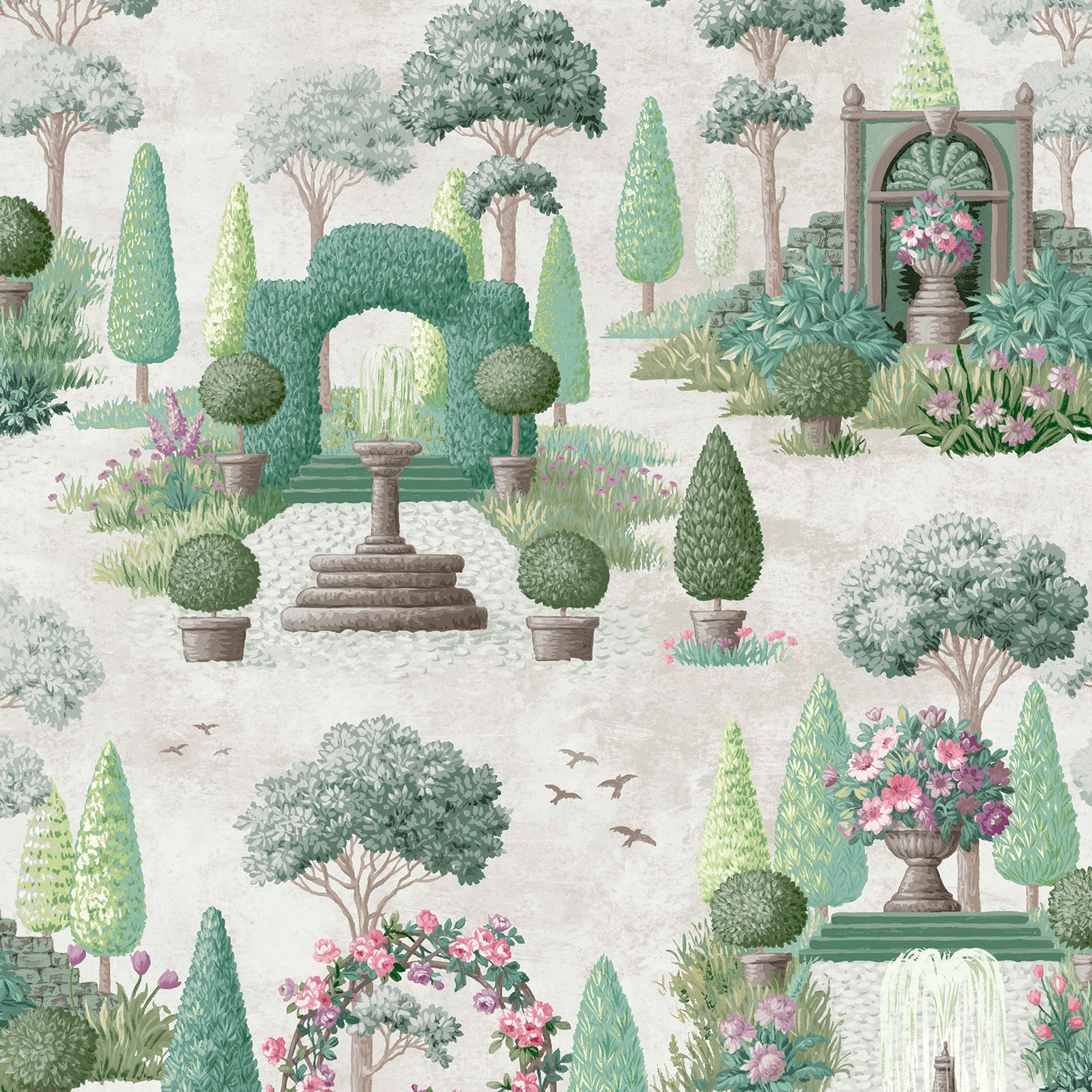 Laura Ashley Naunton Folly Fern Green Wallpaper