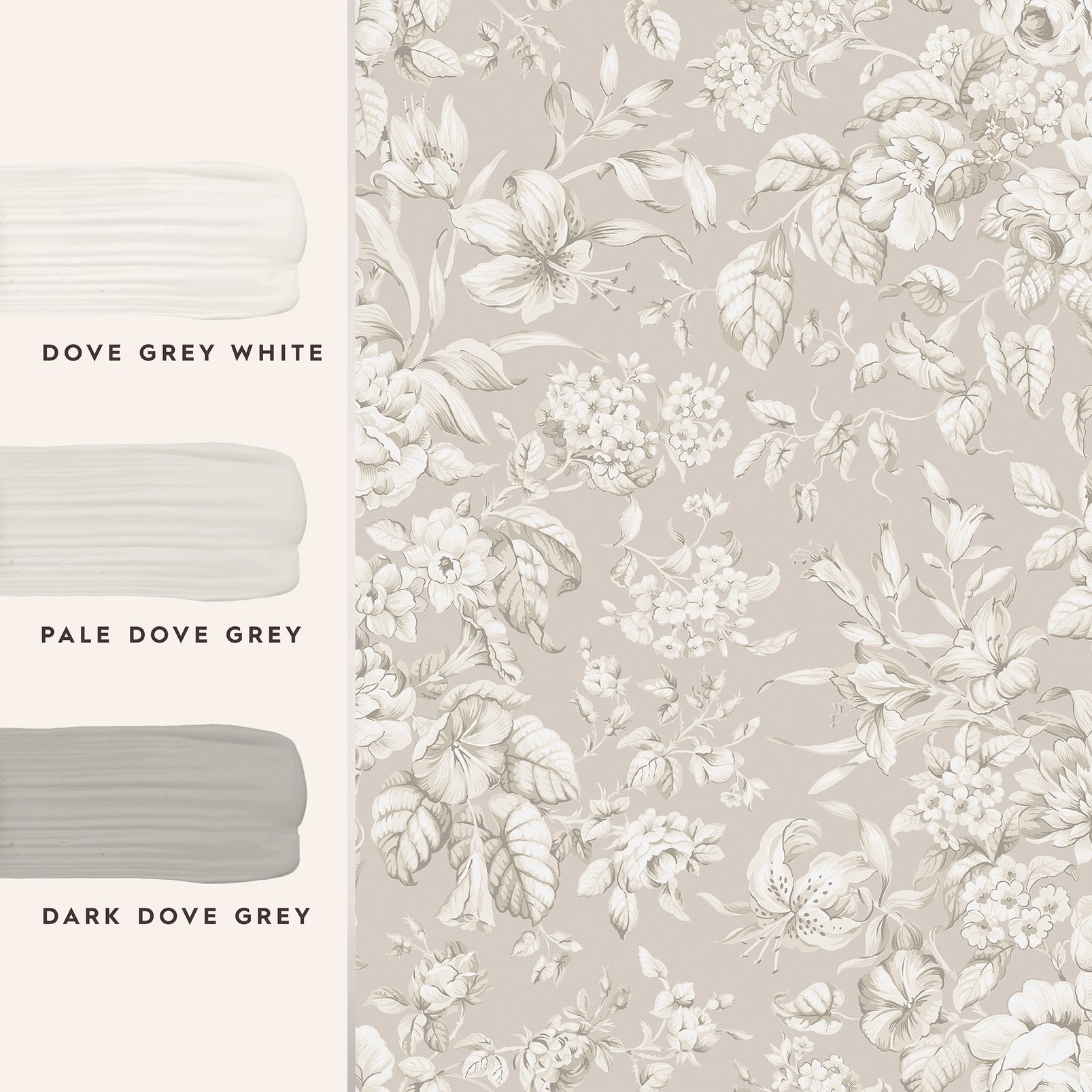 Laura Ashley Heledd Blooms Dove Grey Wallpaper