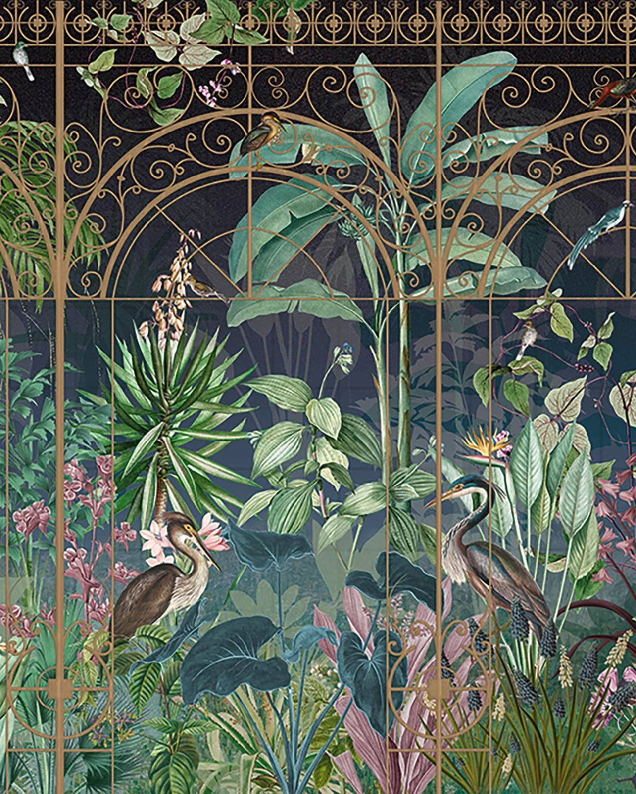 Into The Glasshouse Night Bespoke Mural | Multi | Graham & Brown