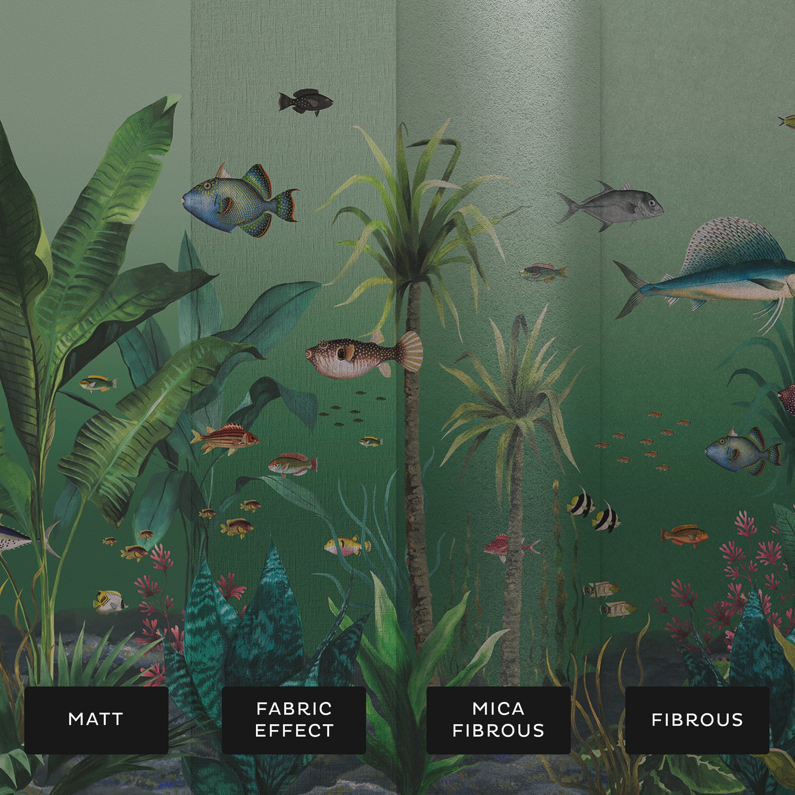 Technicolour Aquarium groen fotobehang op maat