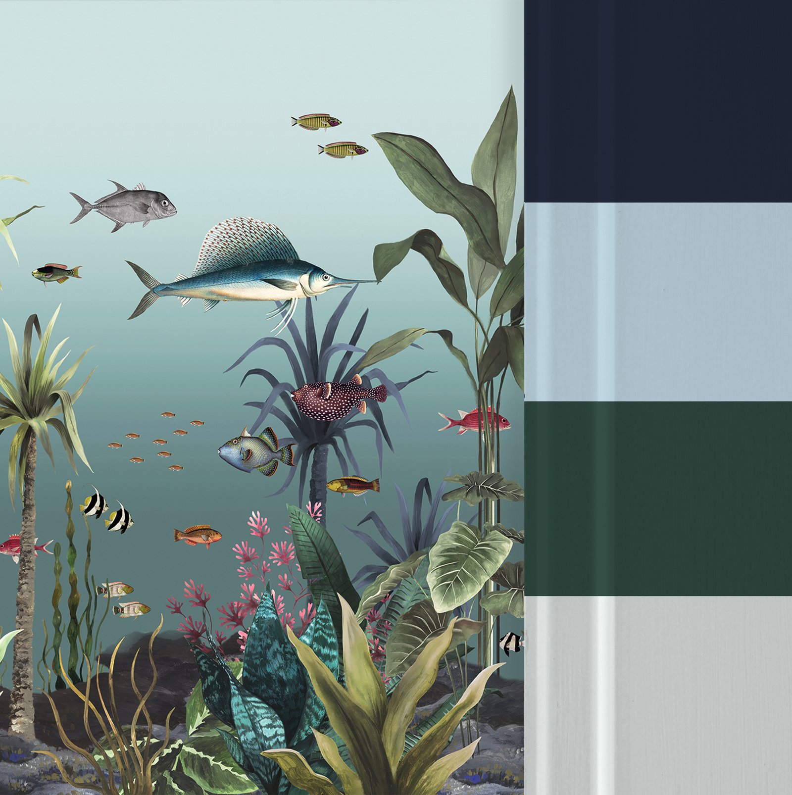 Technicolour Aquarium Duck Egg Bespoke Mural