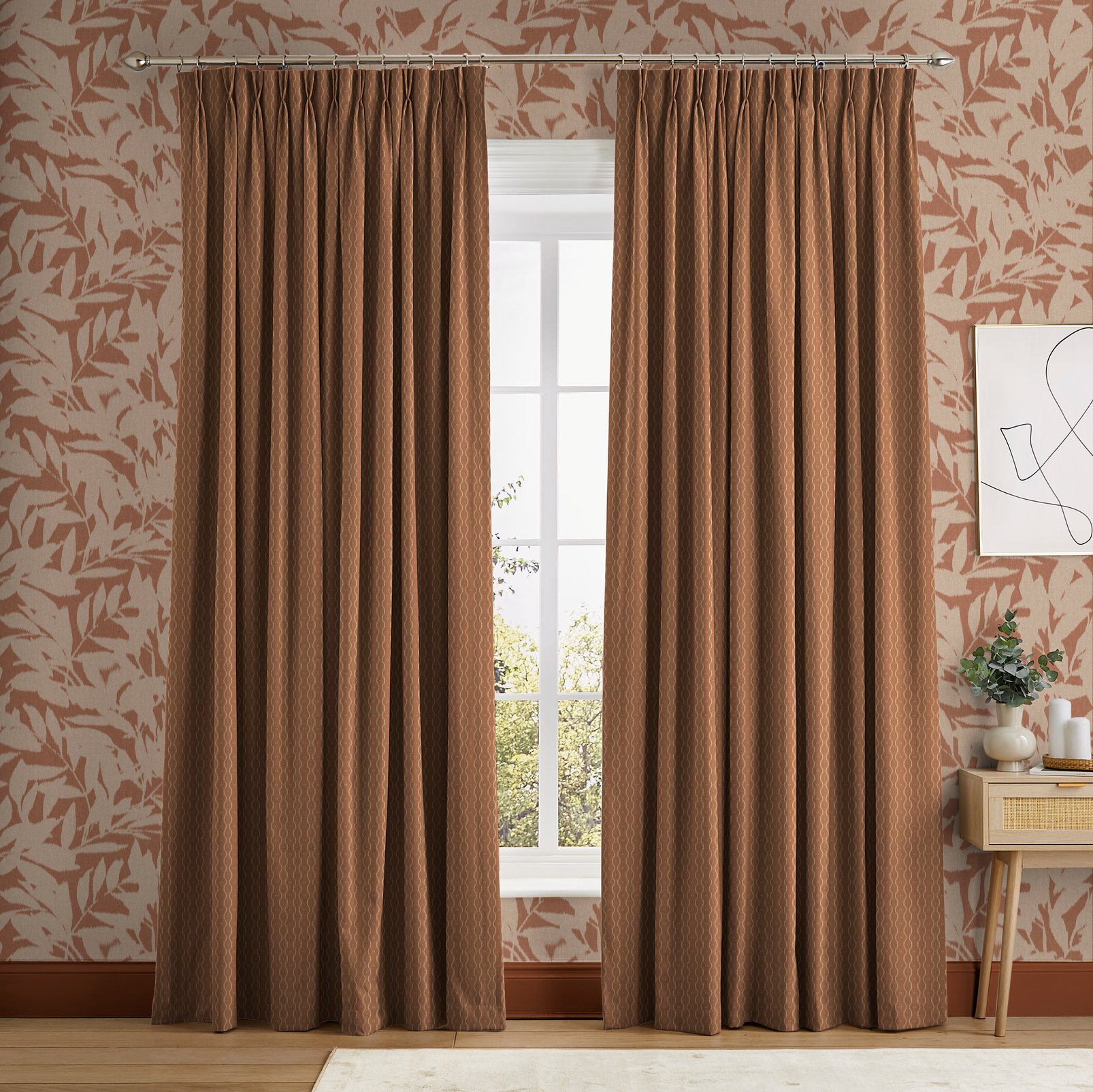 Rustic Ikat kleirood gordijnen