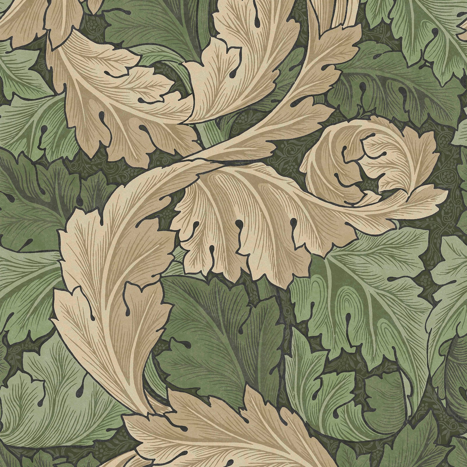 Acanthus Green Wallpaper
