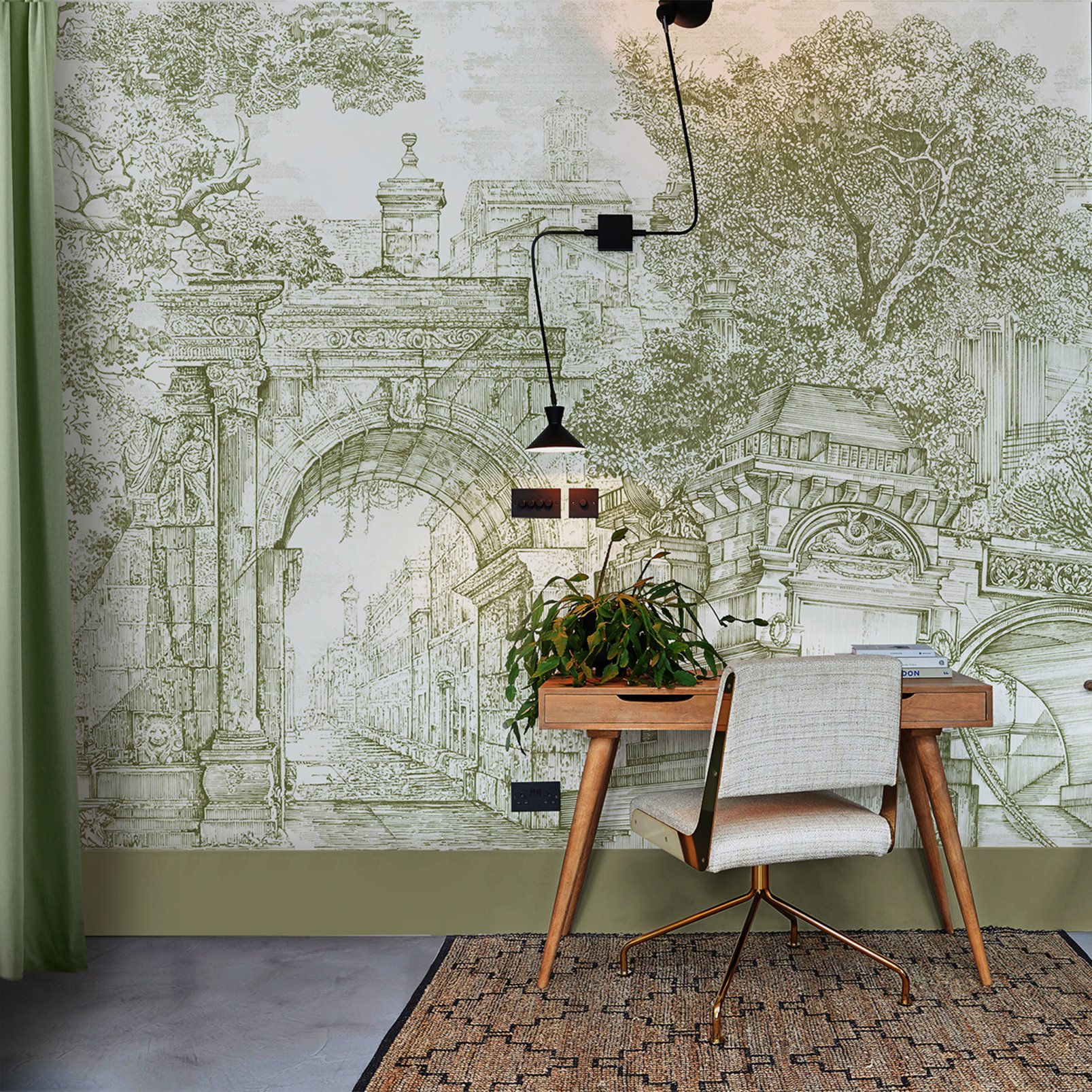 Rivington Folly Whirl Bespoke Mural Green Graham Brown