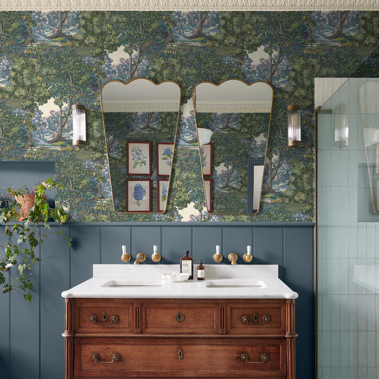 wallpaper for bathroom green