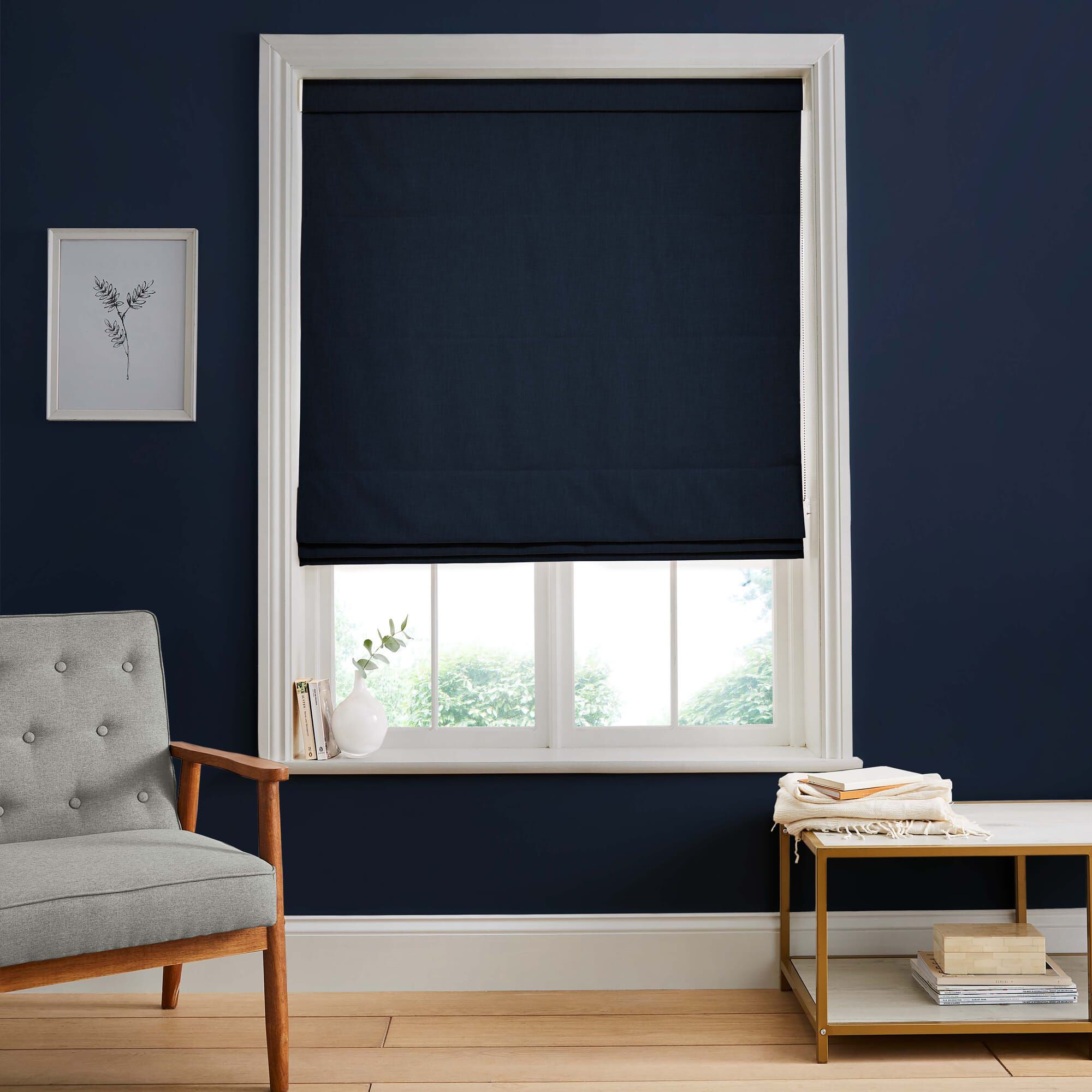 Campanile Navy Roman Shade