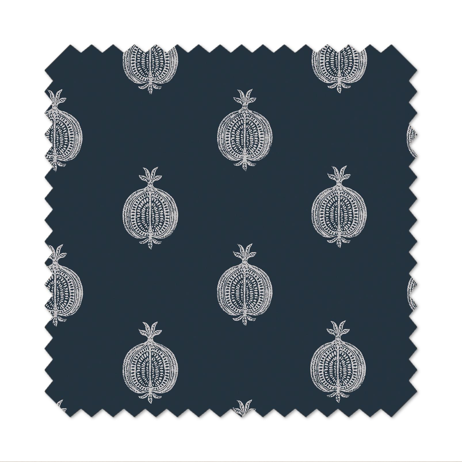A5 Sample Pomegranate Motif Navy Light Filtering Roller Blind