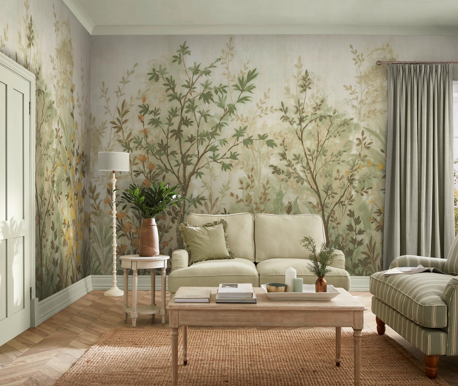 Forest in Bloom Sauge Papier Peint Panoramique sur mesure
