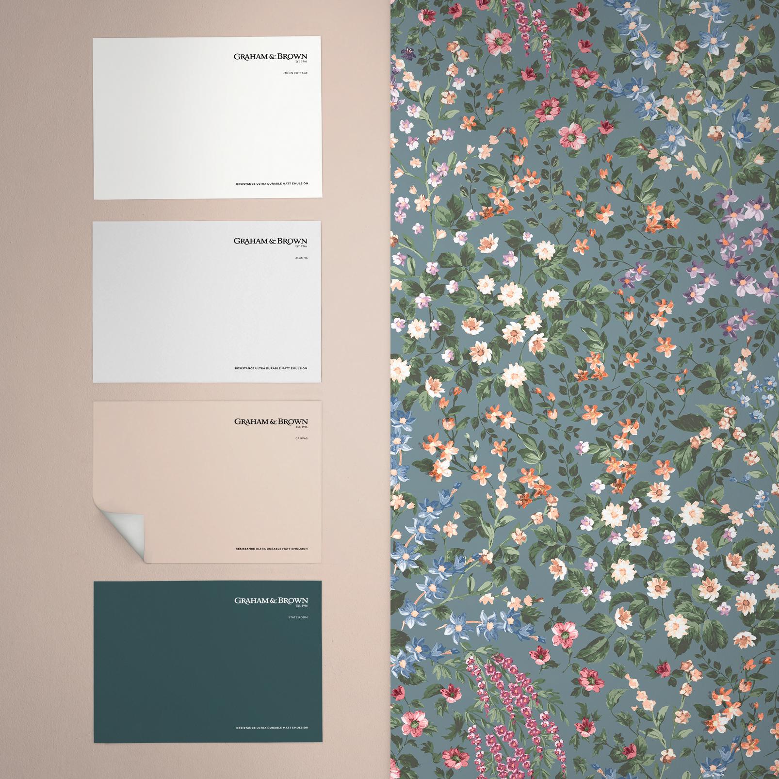 Painterly  Flora Teal Tapeten
